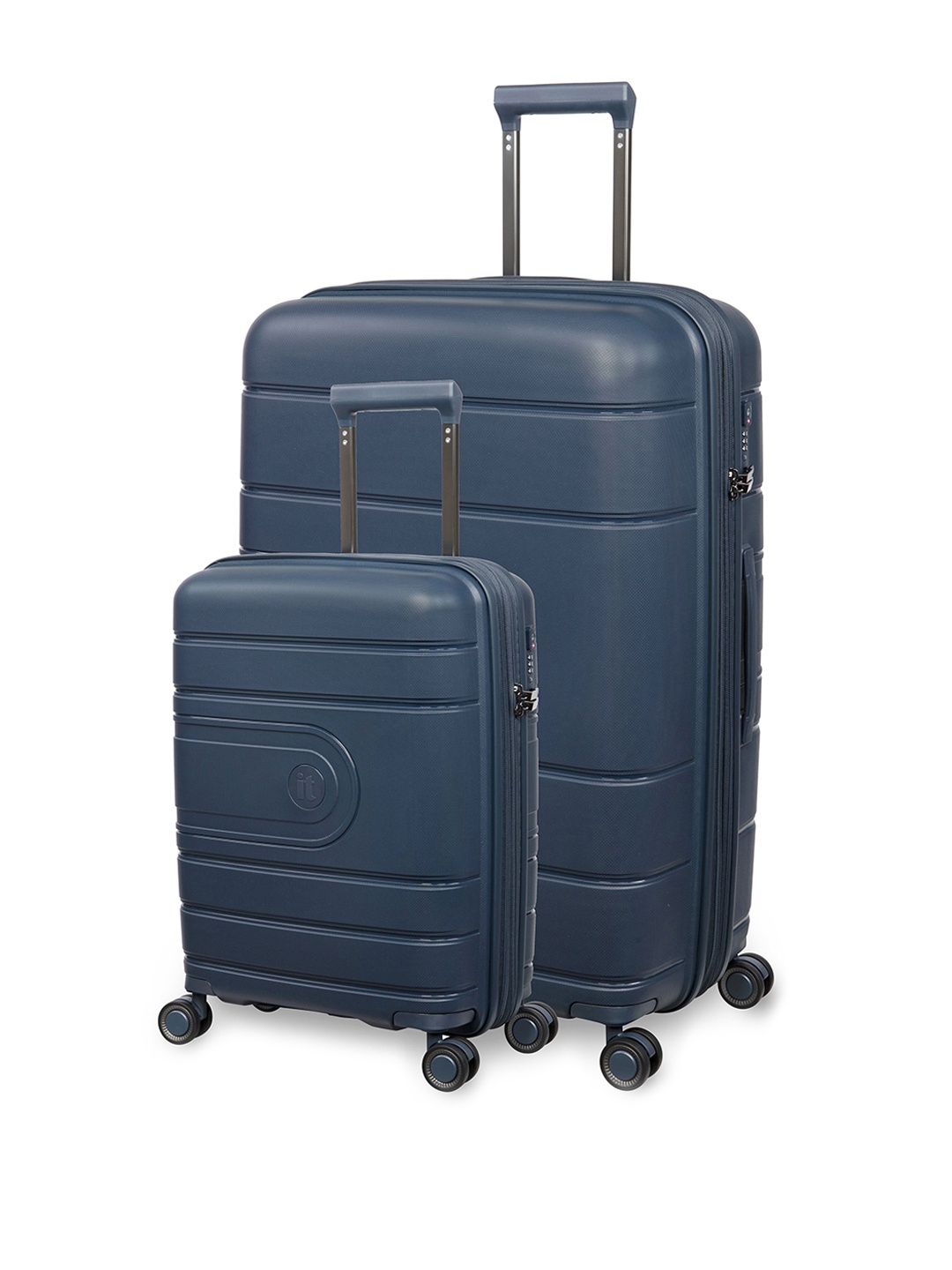 

IT luggage Set Of 2 Textured Textured Trolley Suitcase, Blue