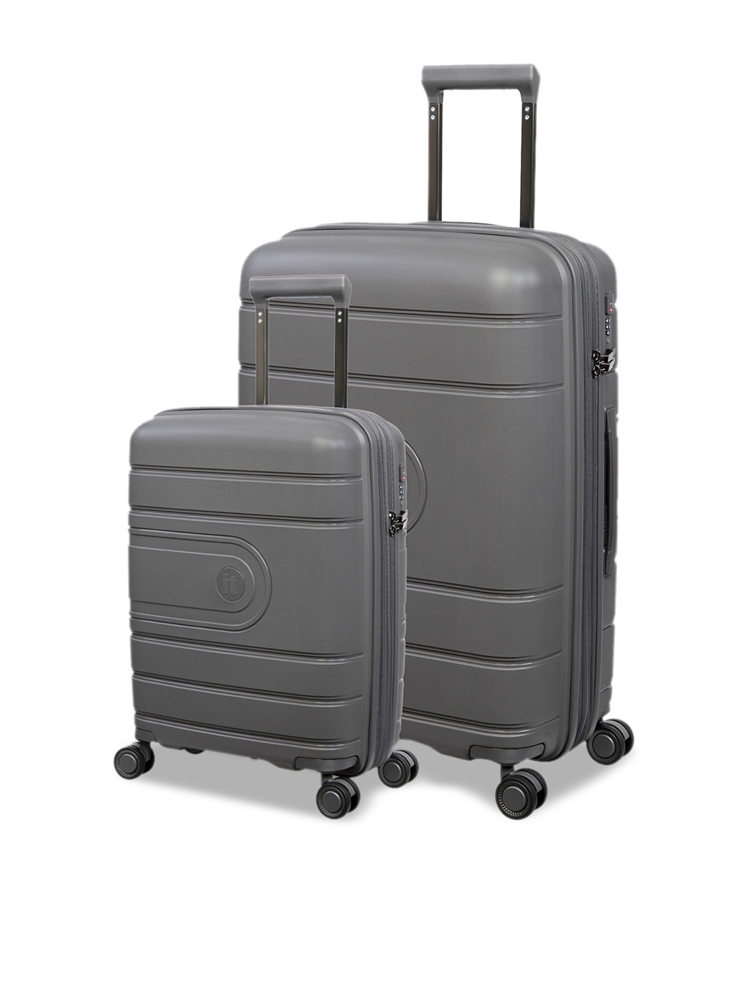 

IT luggage Grey Set Of 2 Solid Hard-Sided Trolley Suitcases