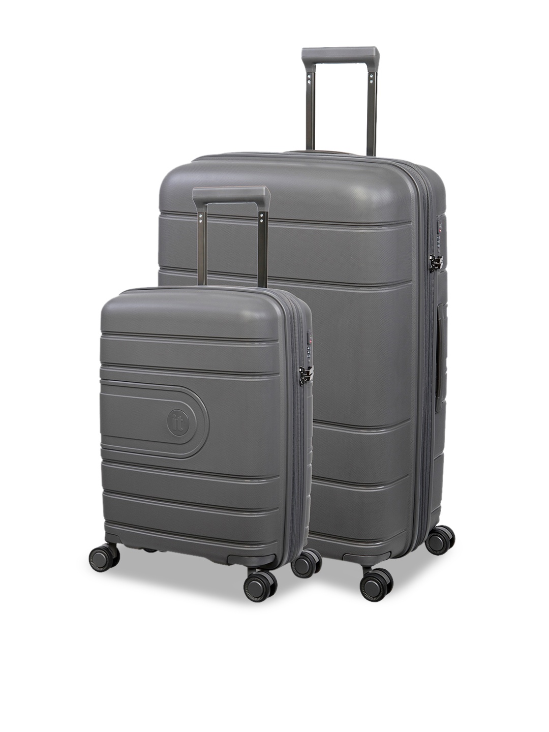 

IT luggage Set Of 2 Solid Hard-Sided Trolley Suitcases, Grey