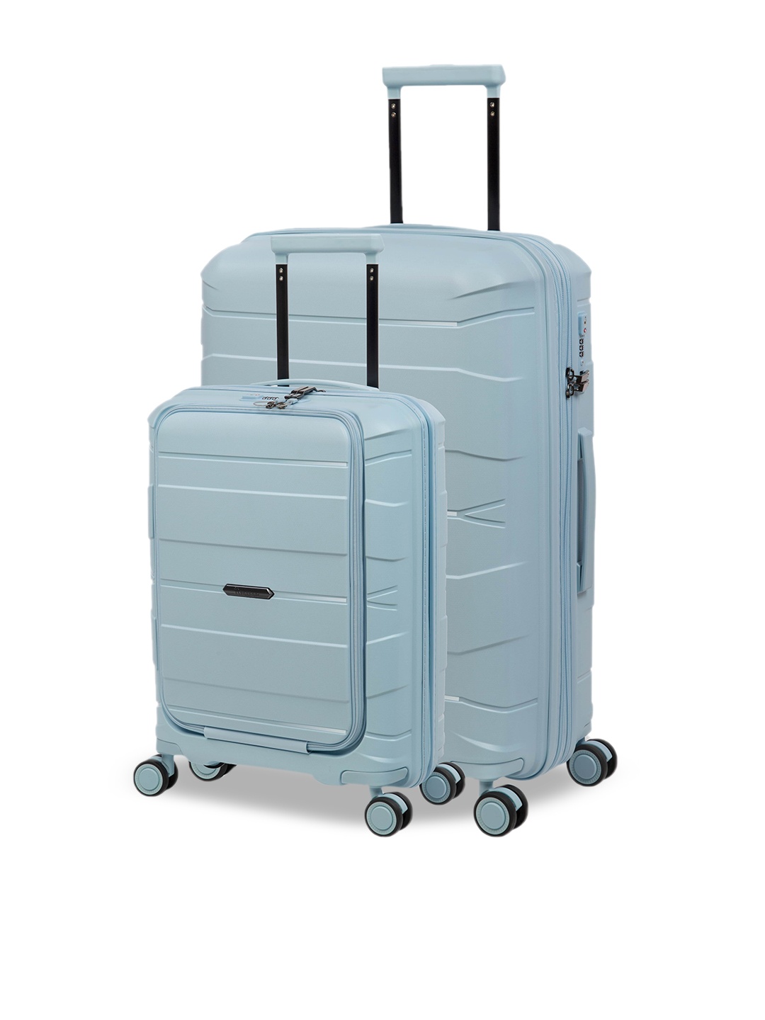 

IT luggage Set Of 2 Sky-Blue Solid Hard-Sided Trolley Suitcases