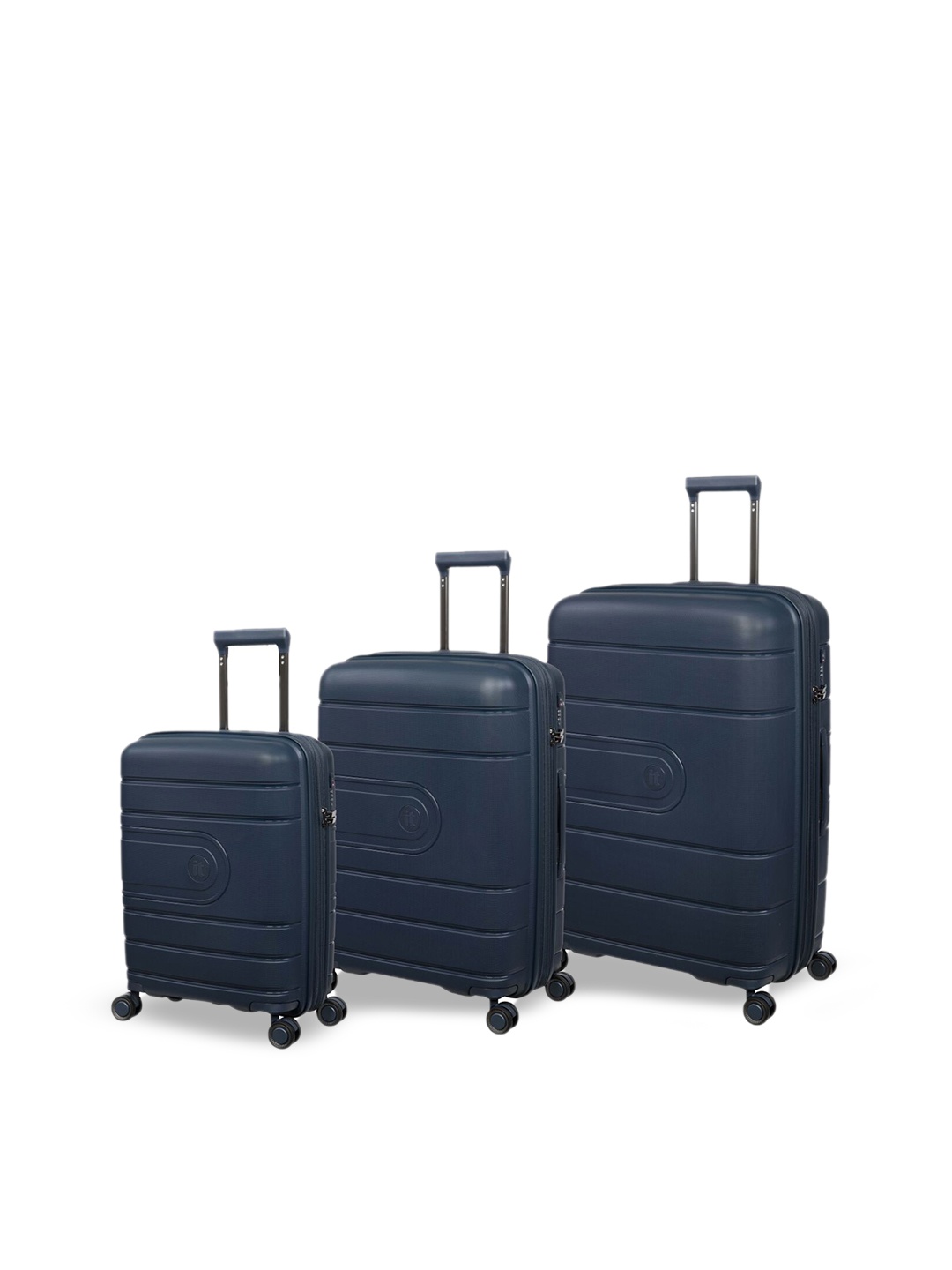 

IT luggage Set Of 3 Blue Textured Hard-Sided Trolley Suitcases