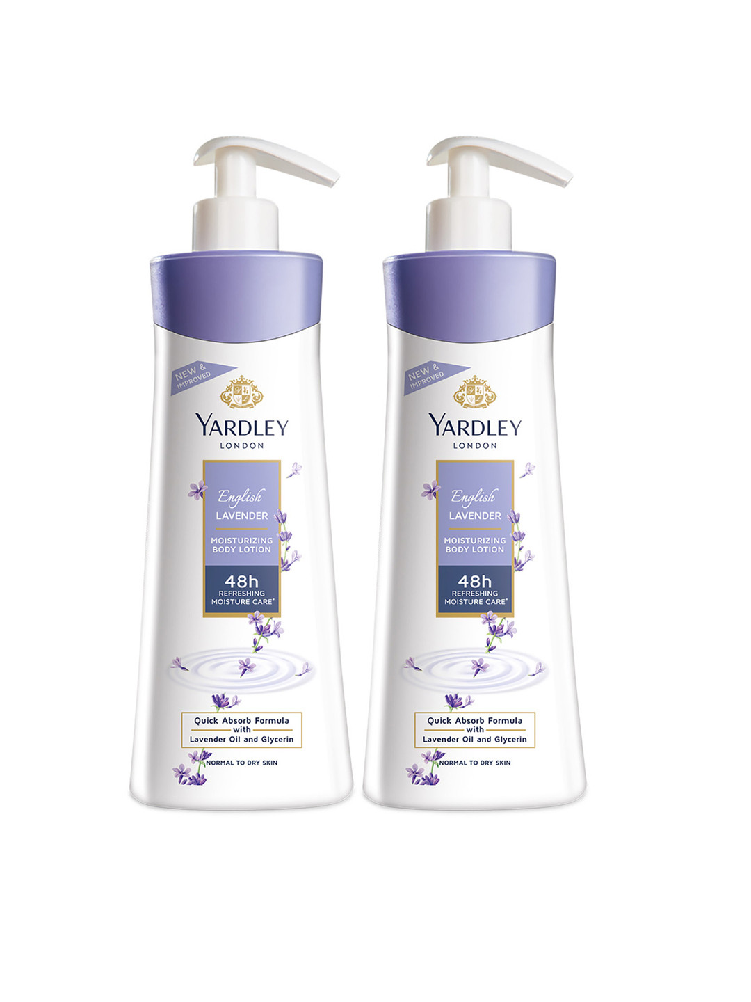 

Yardley London Set of 2 English Lavender Hand & Body Lotion with Germ Shield - 400 ml each, Purple