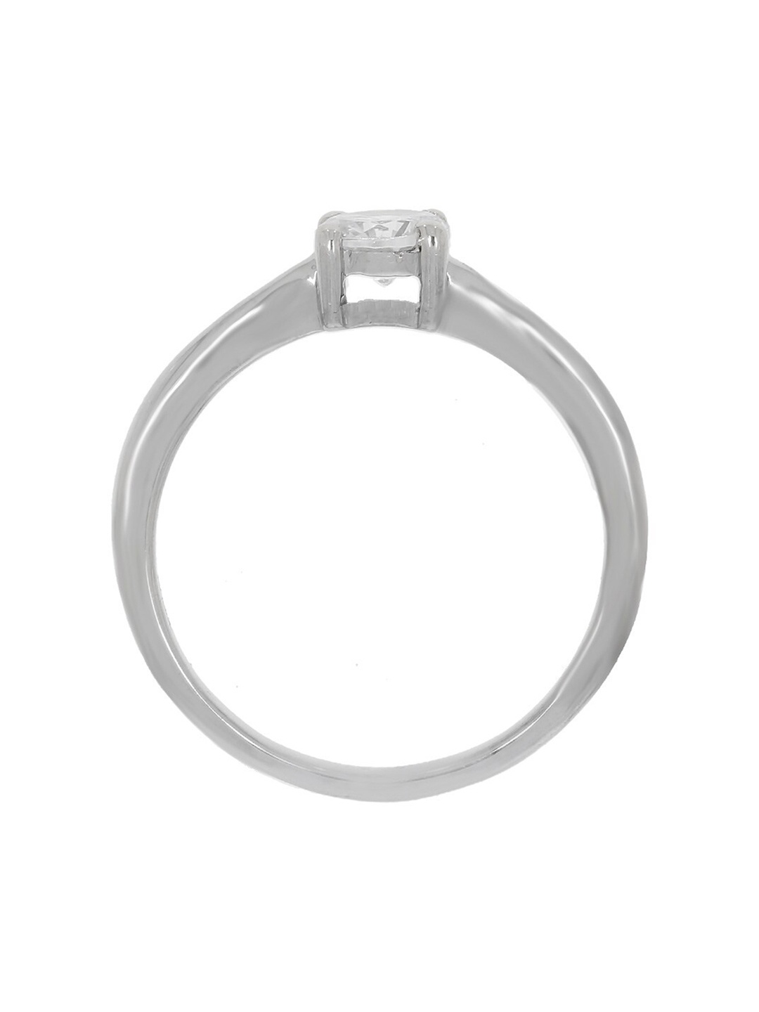 

ANAYRA 925 Sterling Silver Silver-Toned White AD-Studded Finger Ring