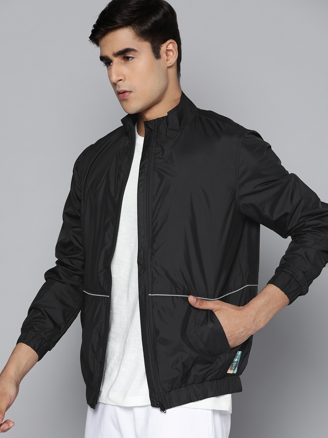 

HRX by Hrithik Roshan Men Black Typography Sporty Jacket