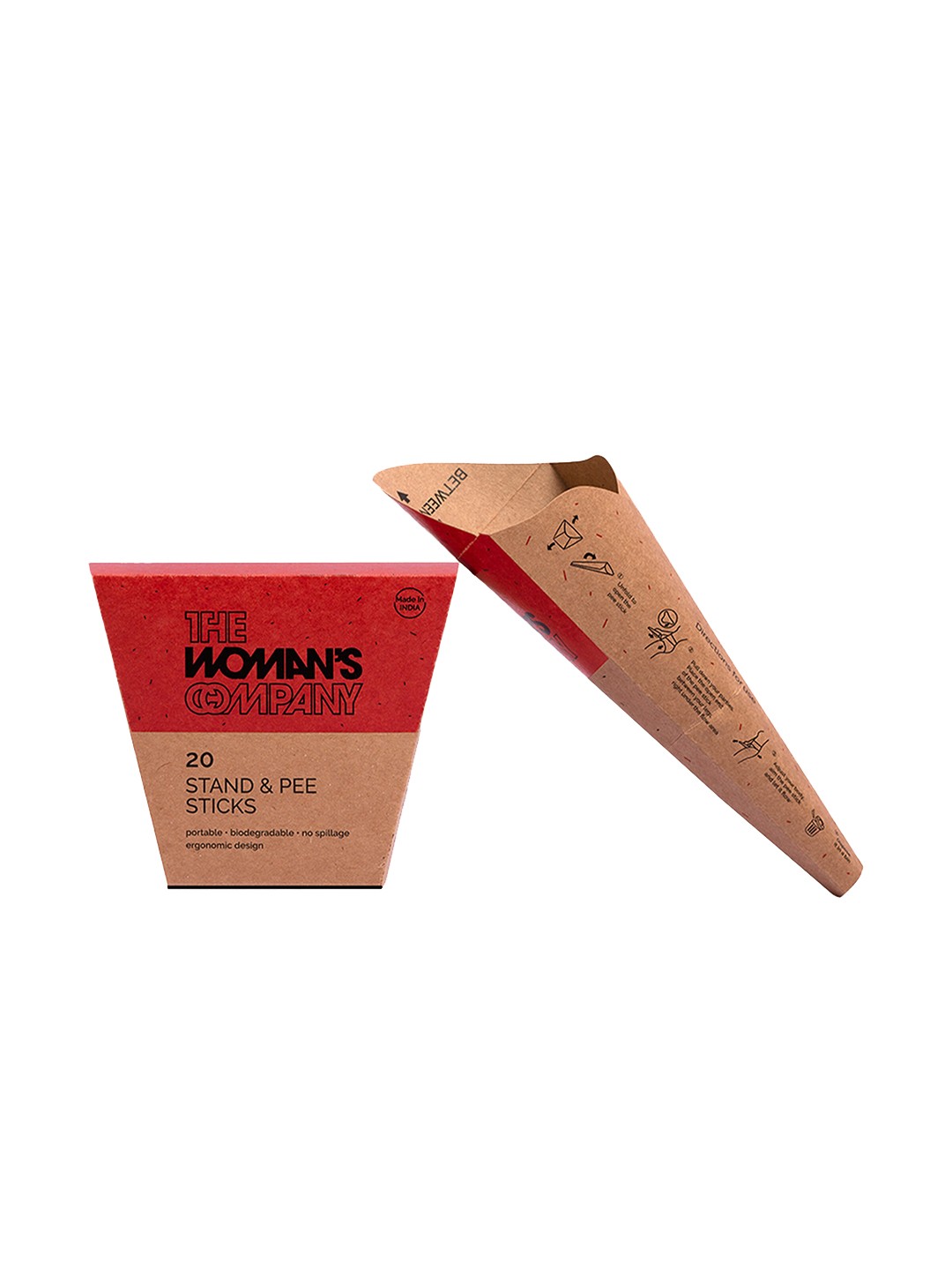 

THE WOMAN'S COMPANY Set of 20 Biodegradable Leak-proof Stand & Pee Funnel Sticks, Brown