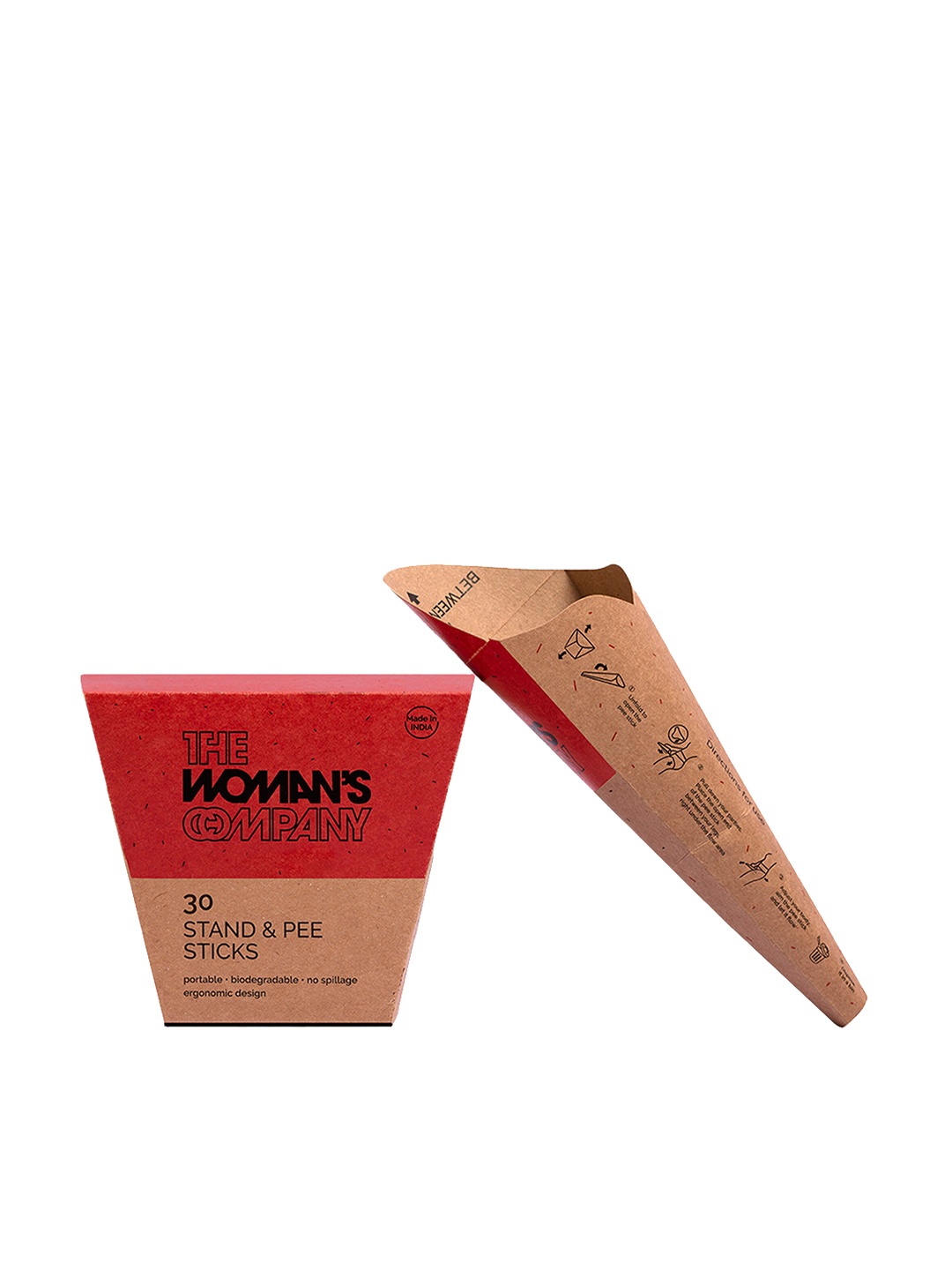 

THE WOMAN'S COMPANY Set of 30 Biodegradable Leak-proof Stand & Pee Funnel Sticks, Brown