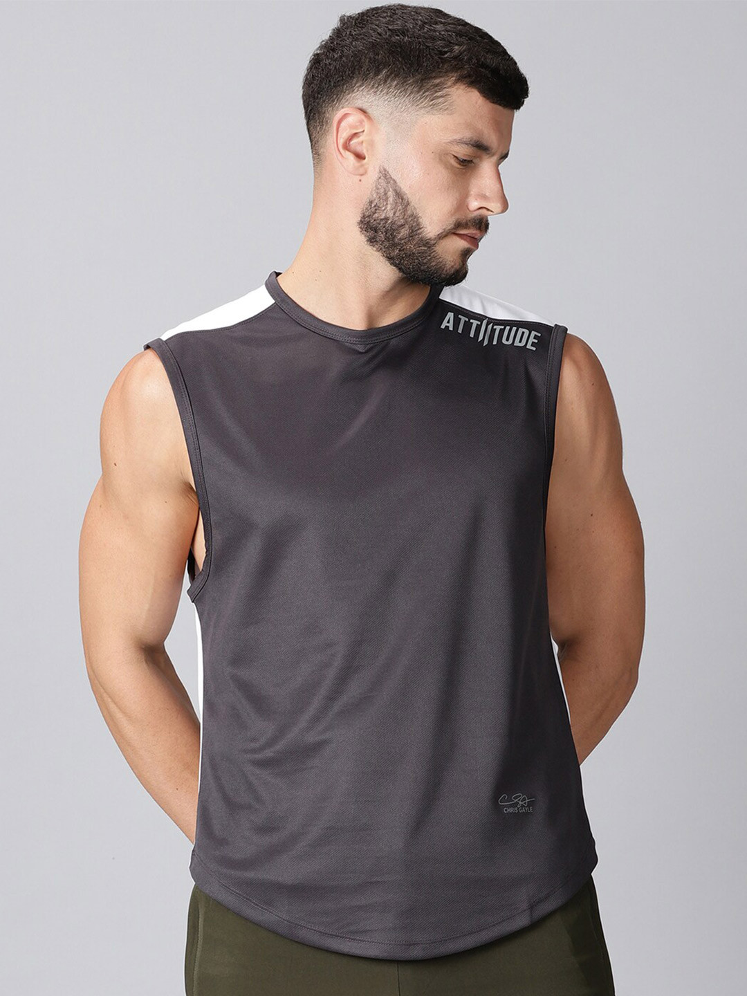 

ATTIITUDE Men Charcoal Dri-FIT T-shirt
