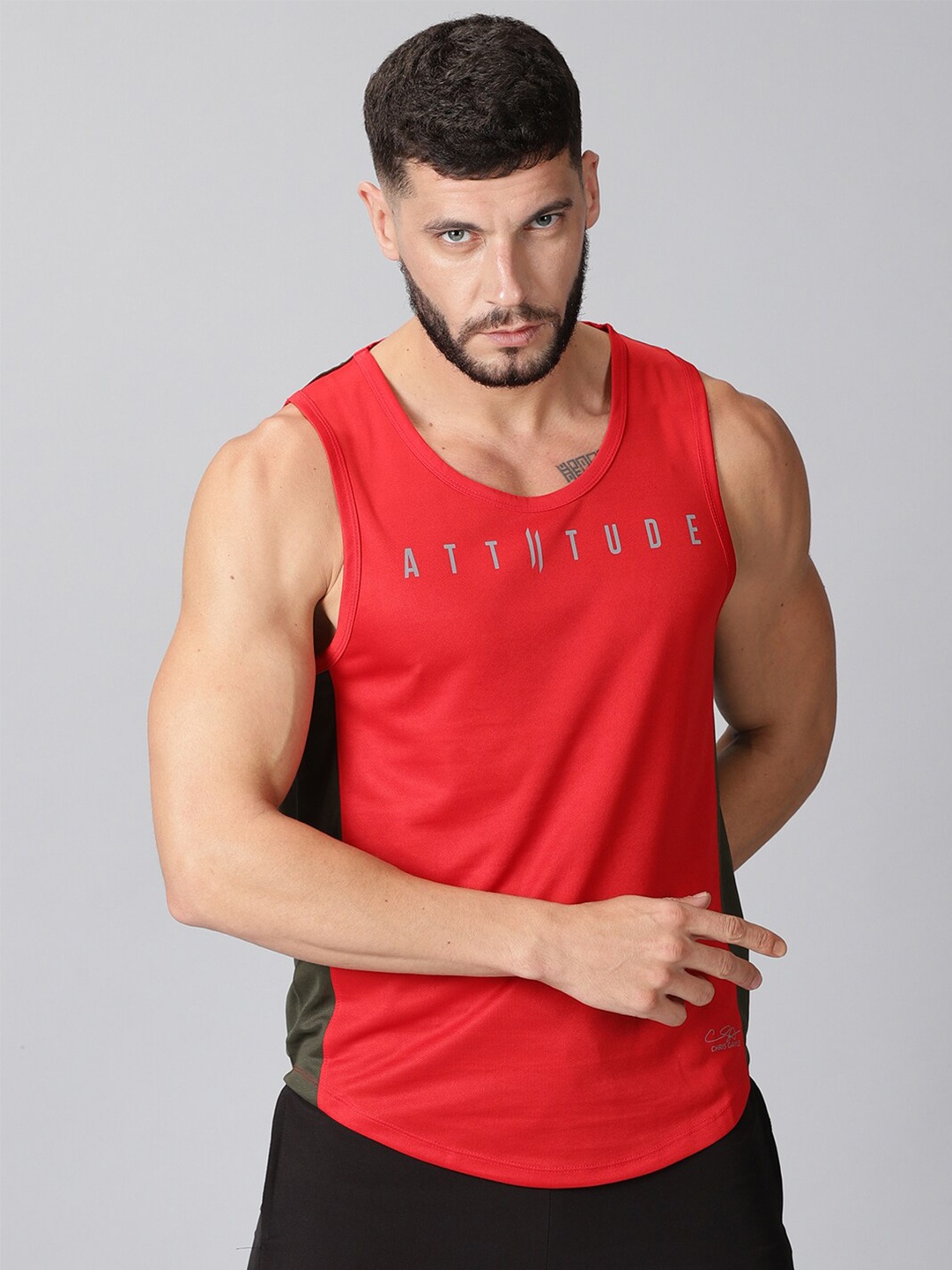 

ATTIITUDE Men Red Typography Dri-FIT T-shirt