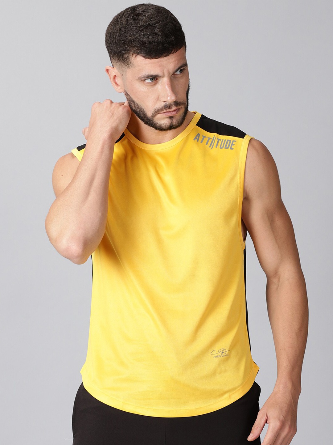 

ATTIITUDE Men Yellow Dri-FIT T-shirt