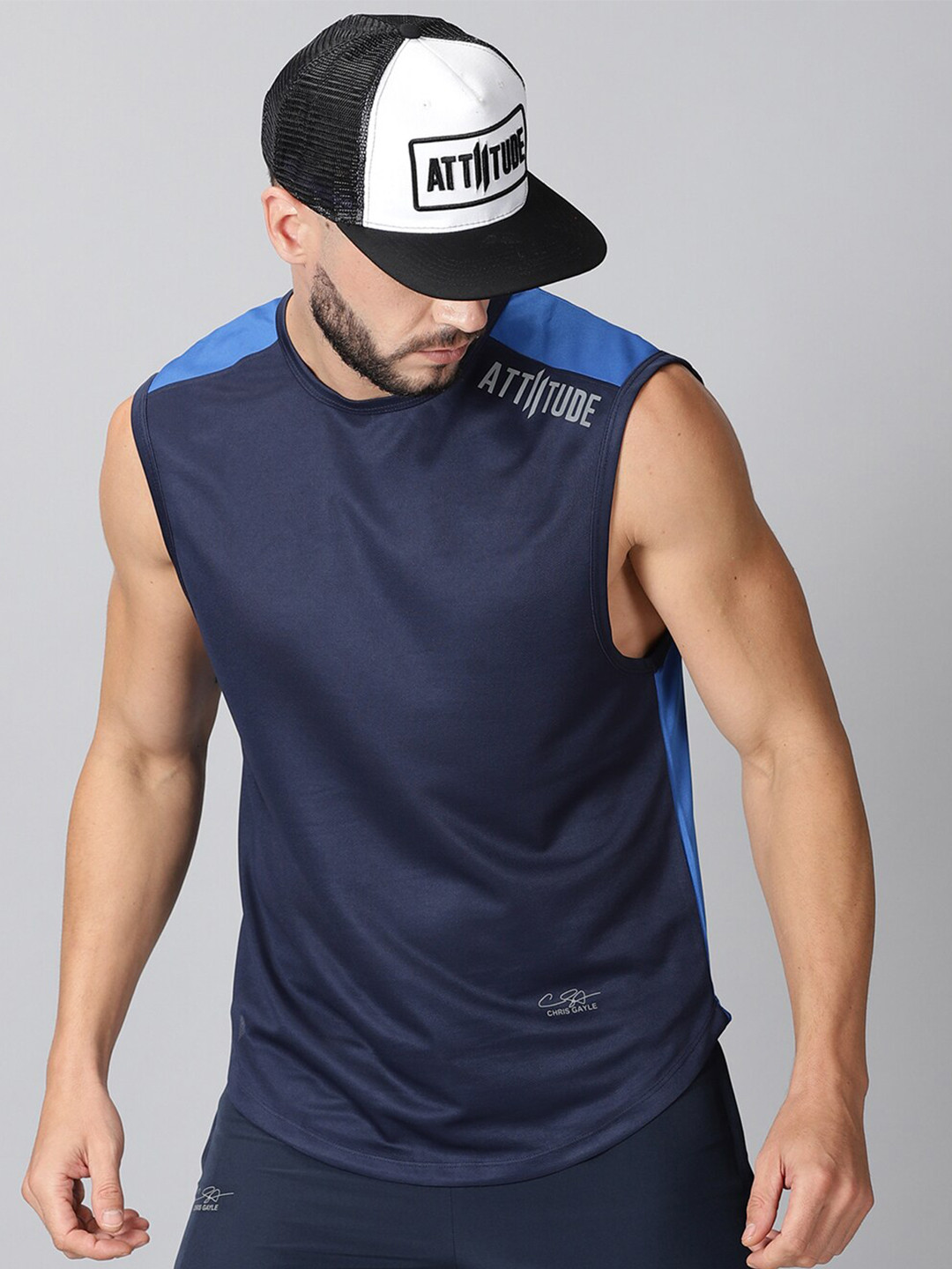 

ATTIITUDE Men Navy Blue Dri-FIT T-shirt