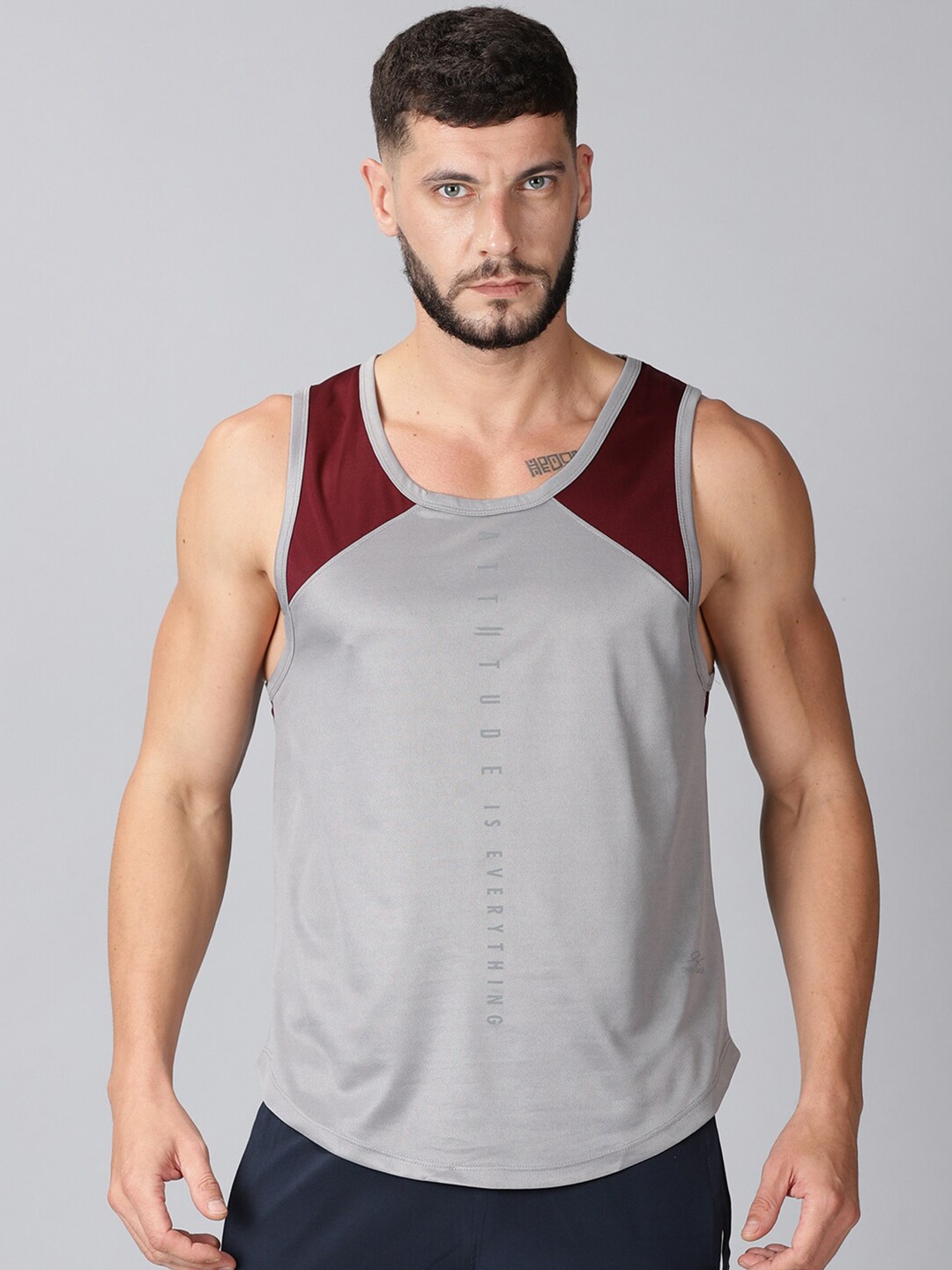 

ATTIITUDE Men Grey Dri-FIT T-shirt