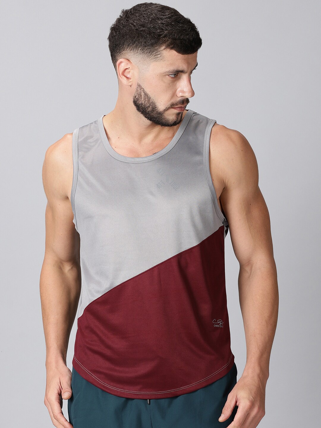 

ATTIITUDE Men Grey Colourblocked Dri-FIT T-shirt