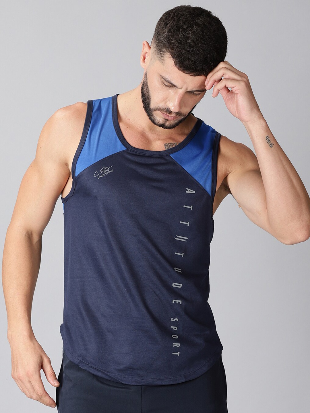 

ATTIITUDE Men Navy Blue Dri-FIT T-shirt