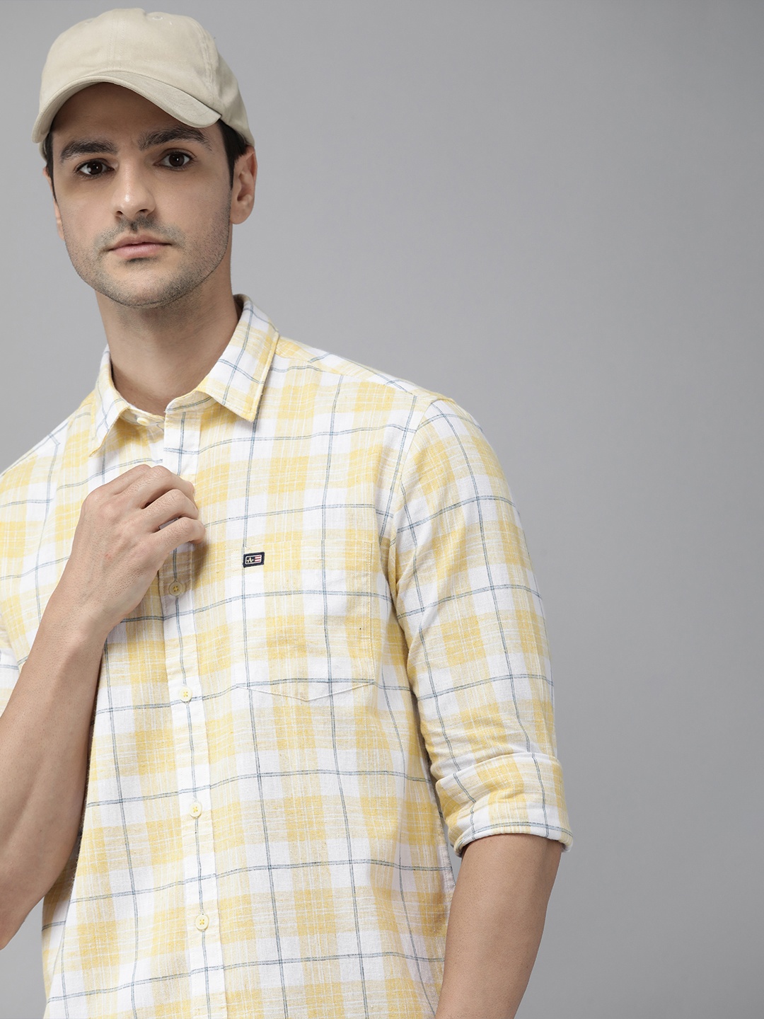

Arrow Sport Men Yellow Tartan Checks Original Slim Fit Pure Cotton Casual Shirt