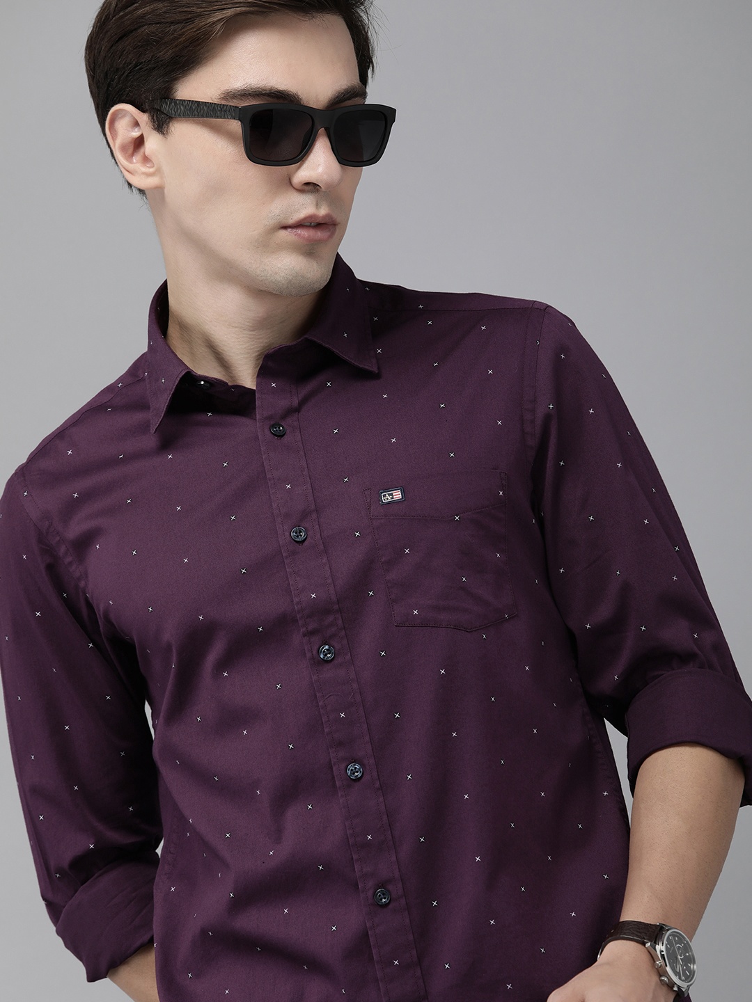 

Arrow Sport Men Purple & White Manhattan Slim Fit Printed Casual Shirt