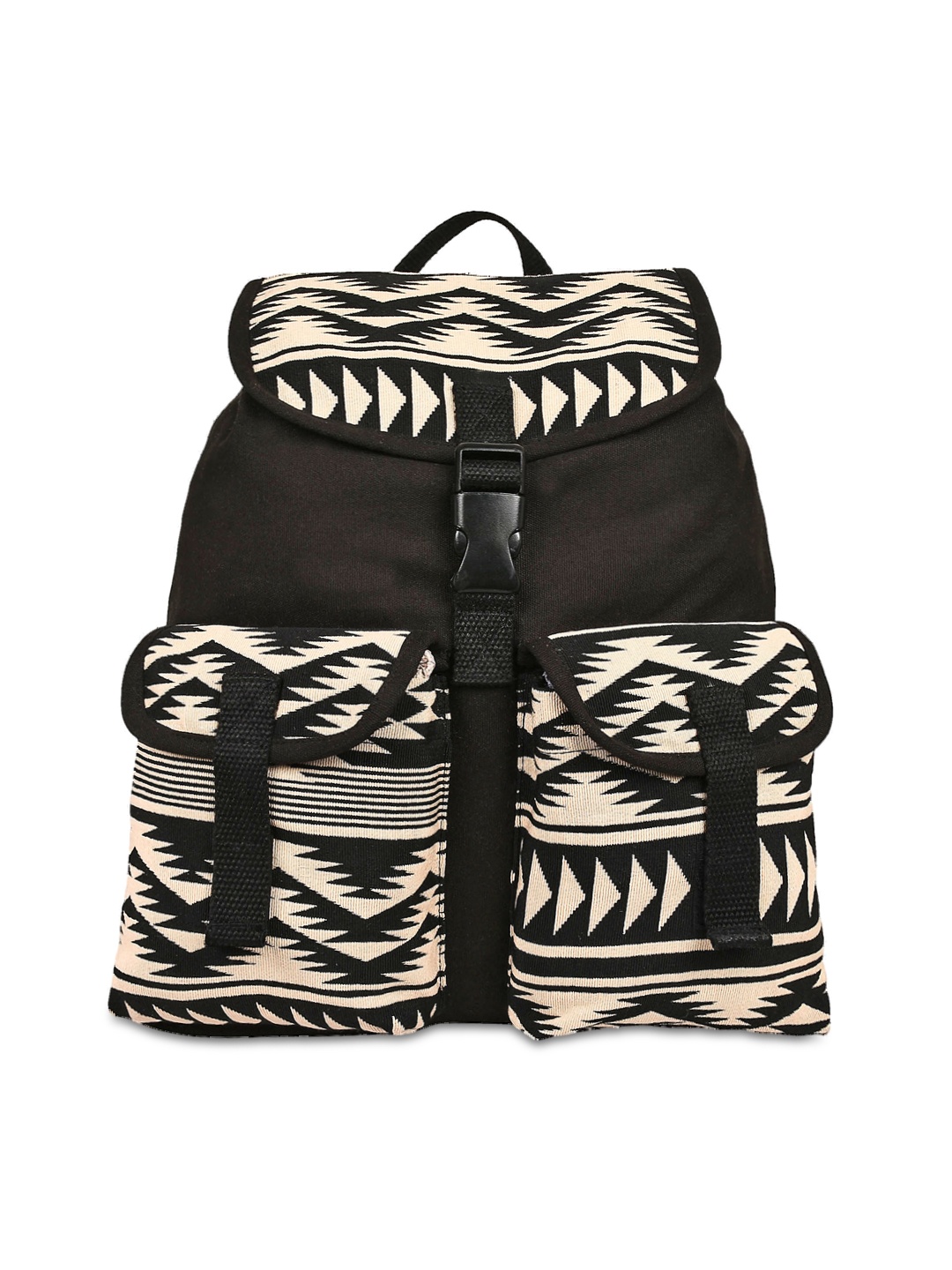 

Anekaant Women Black & White Jacquard Backpack