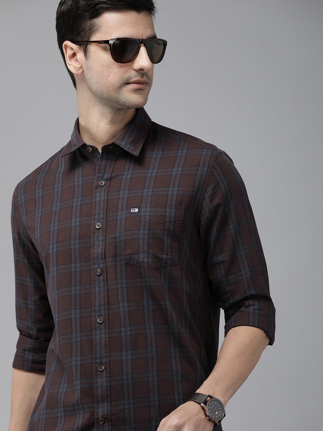 

Arrow Sport Men Brown Manhattan Slim Fit Checked Pure Cotton Casual Shirt