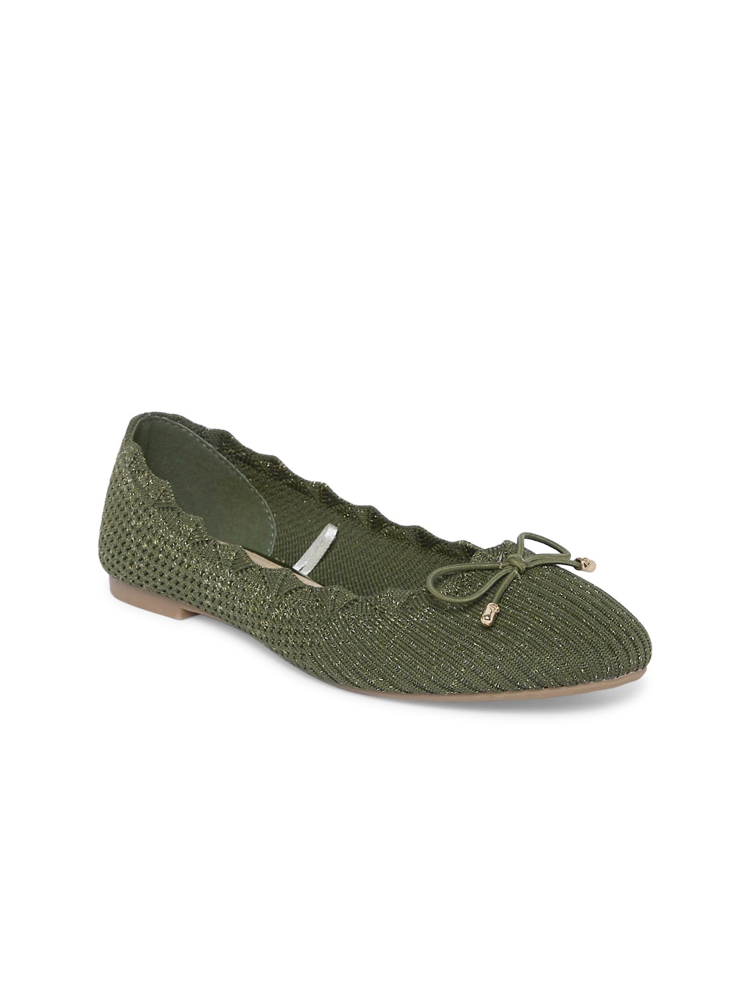 

Forever Glam by Pantaloons Women Olive Green Embellished Ballerinas with Bows Flats