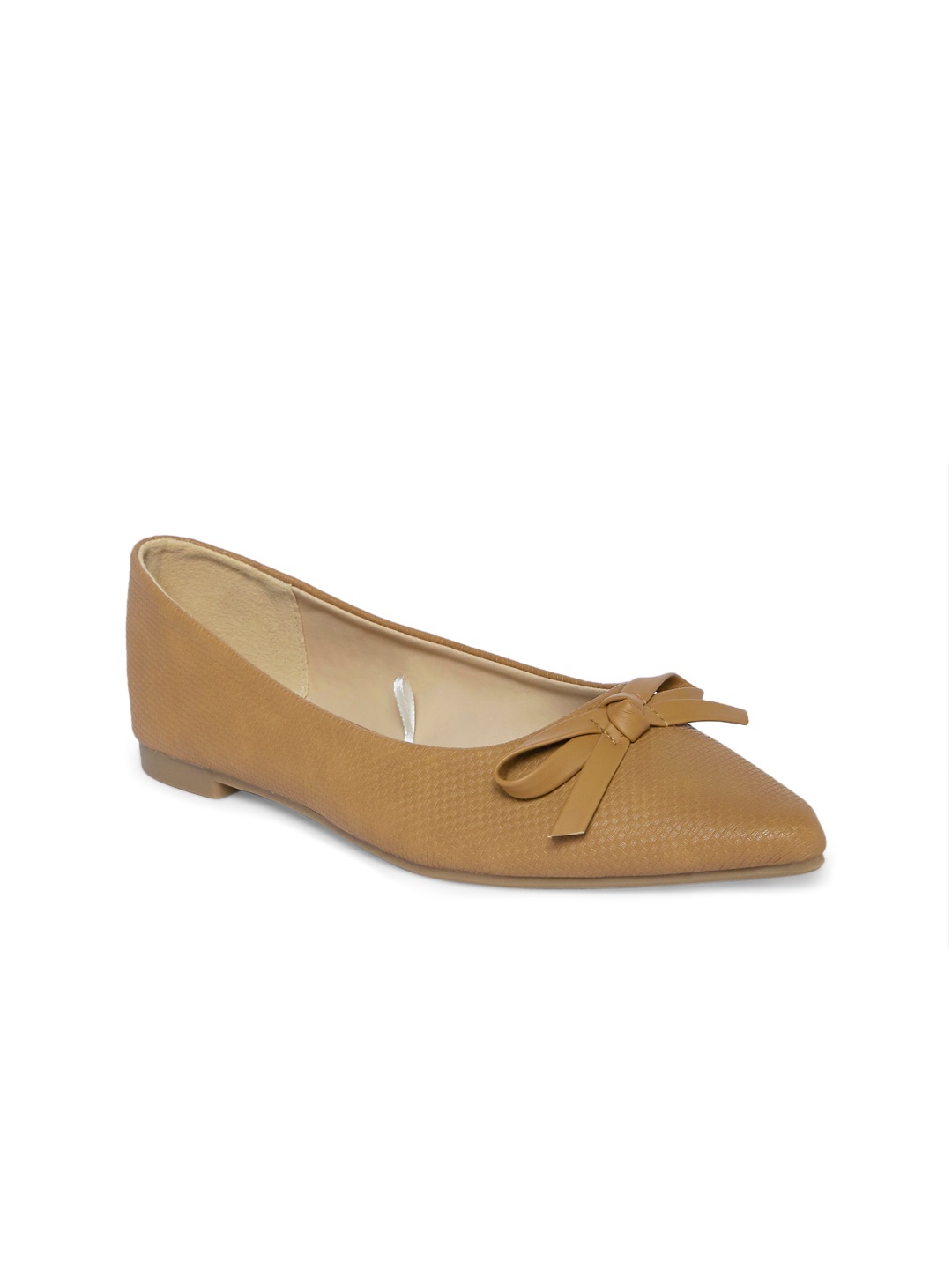 

Forever Glam by Pantaloons Women Tan Brown Textured Ballerinas with Bows Flats