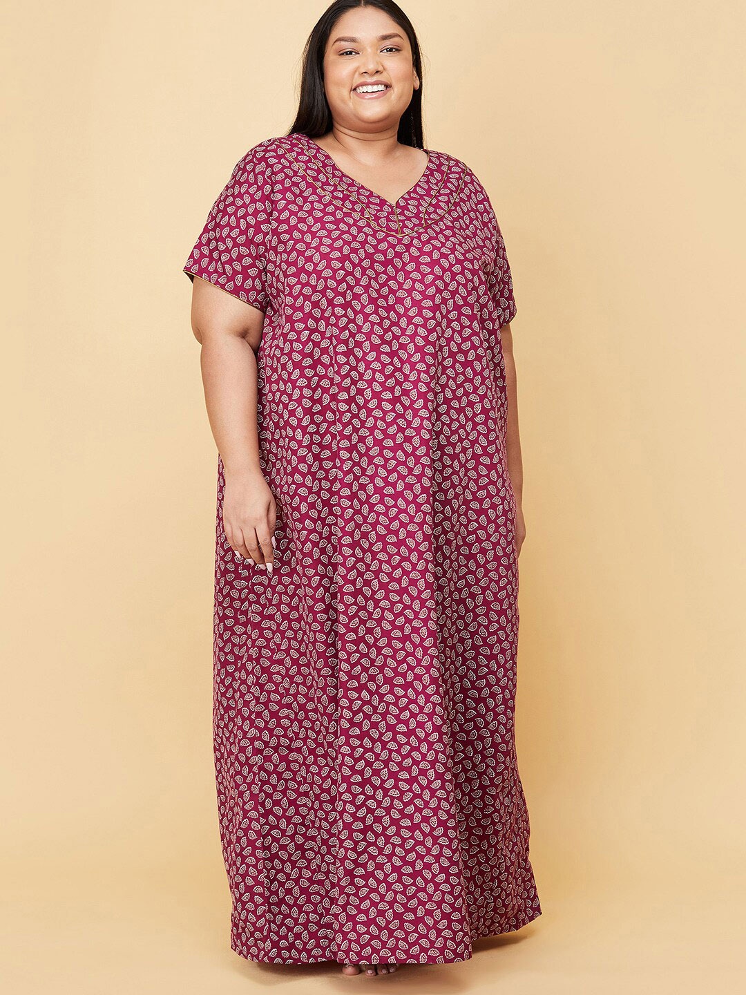

max Purple Printed Cotton Maxi Nightdress