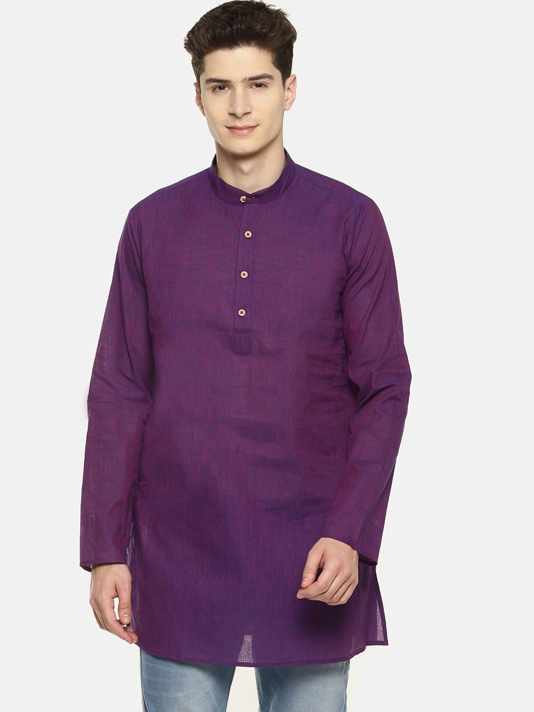 

TATTVA Men Solid Purple Straight Kurta