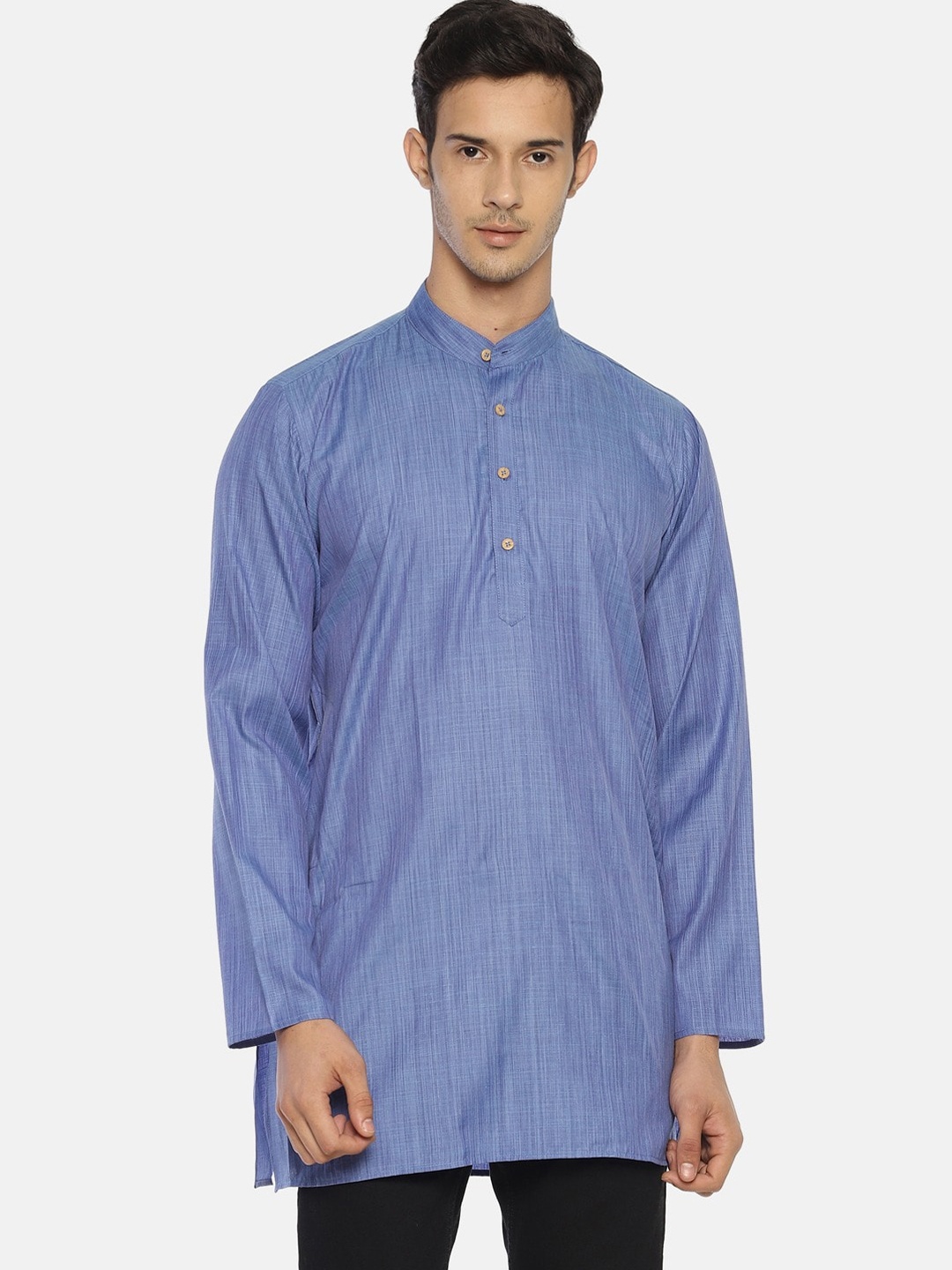 

TATTVA Men Blue Solid Straight Kurta