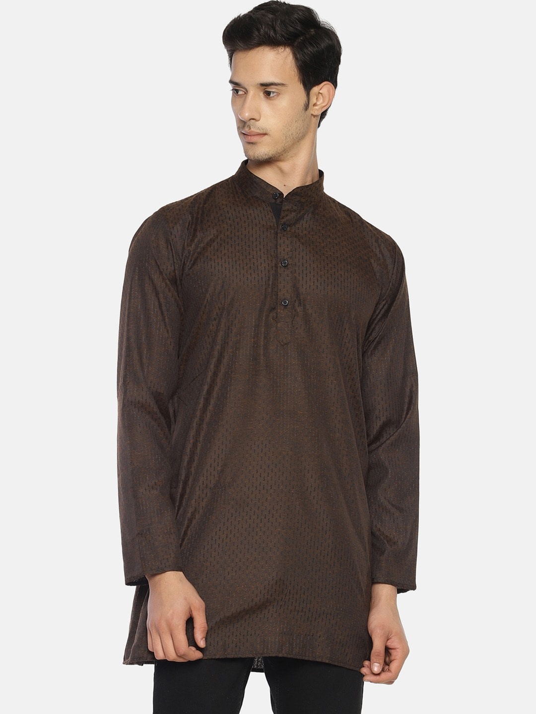 

TATTVA Men Coffee Brown Chikankari Straight Kurta