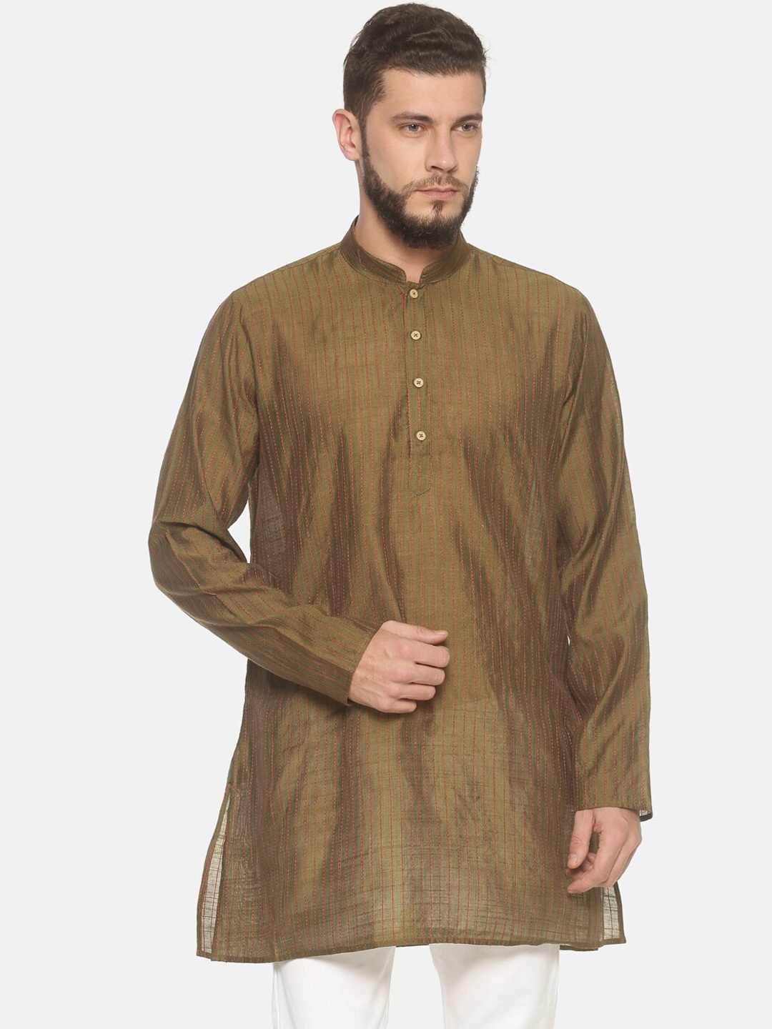 

TATTVA Men Brown Striped Kurta