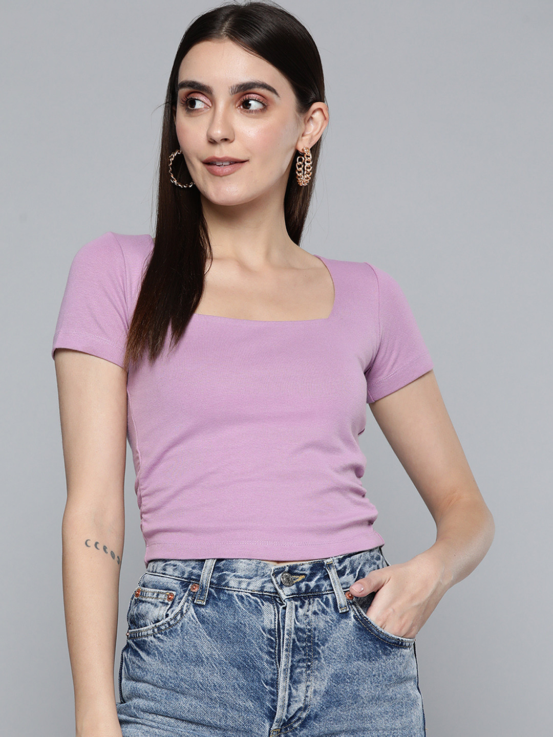 

VividArtsy Purple Knitted Crop Top