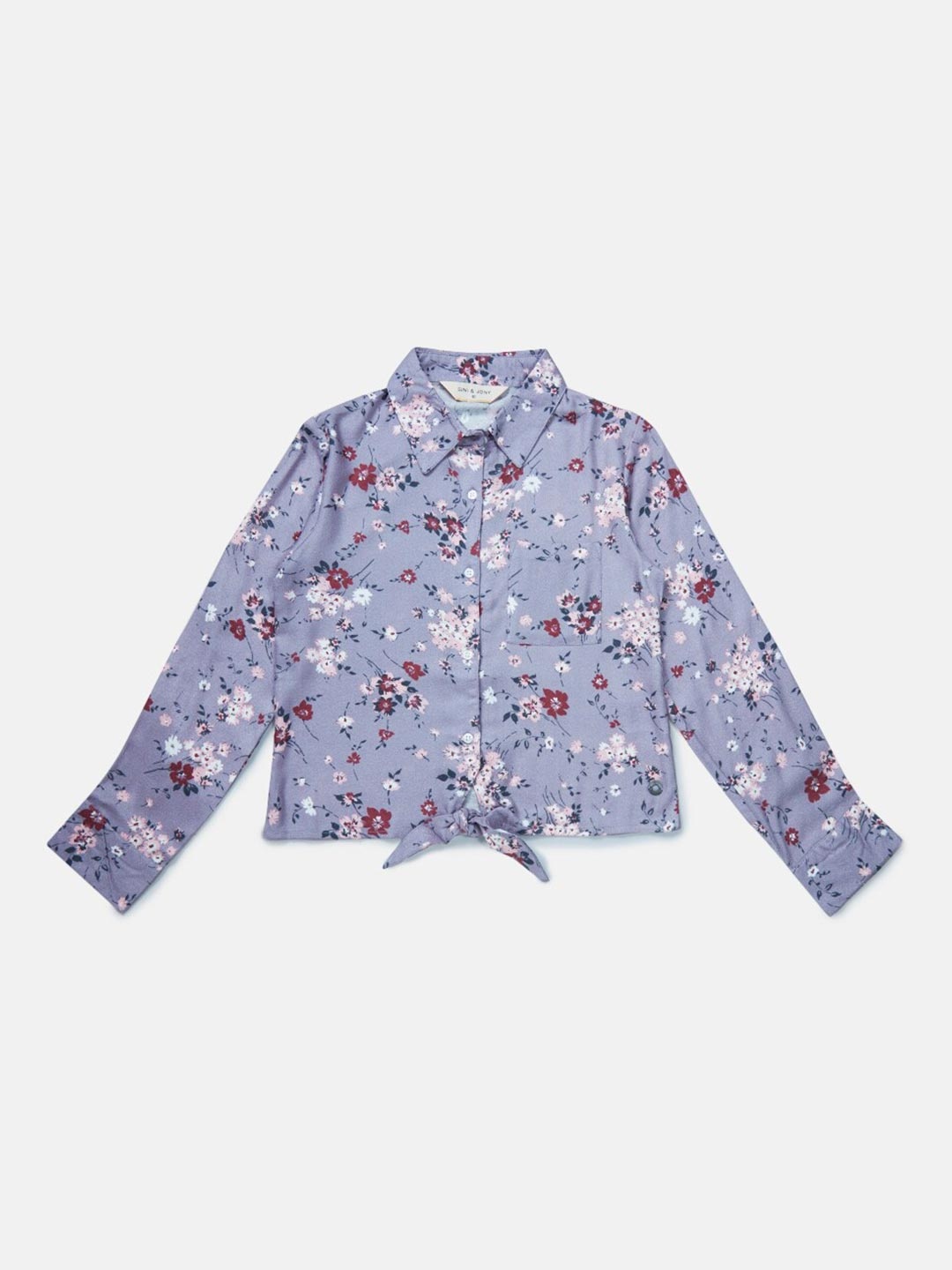 

Gini and Jony Purple Floral Print Shirt Style Top