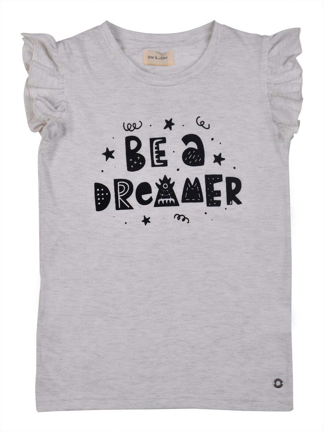 

Gini and Jony Girls White & Black Printed Regular Top