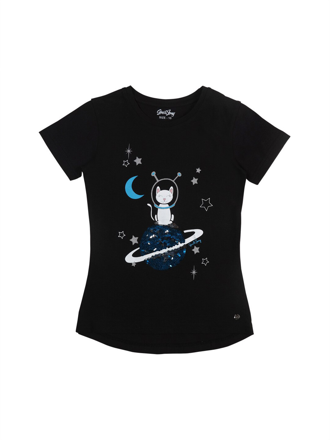 

Gini and Jony Girls Black Printed T-shirt