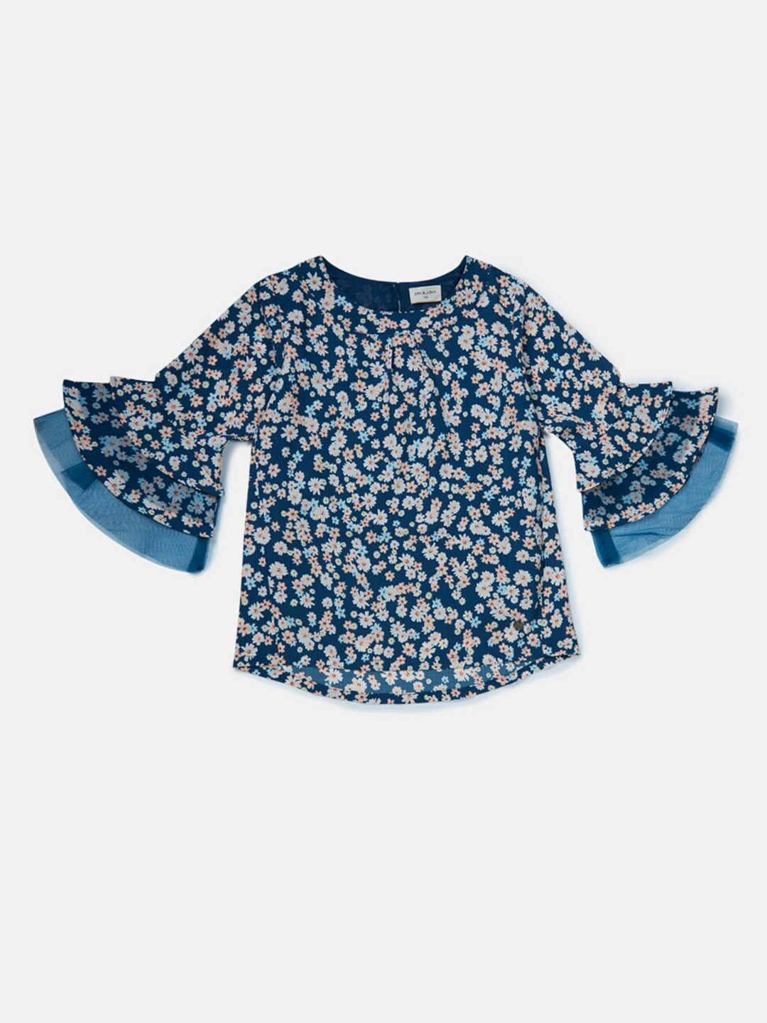 

Gini and Jony Blue Floral Print Net Top
