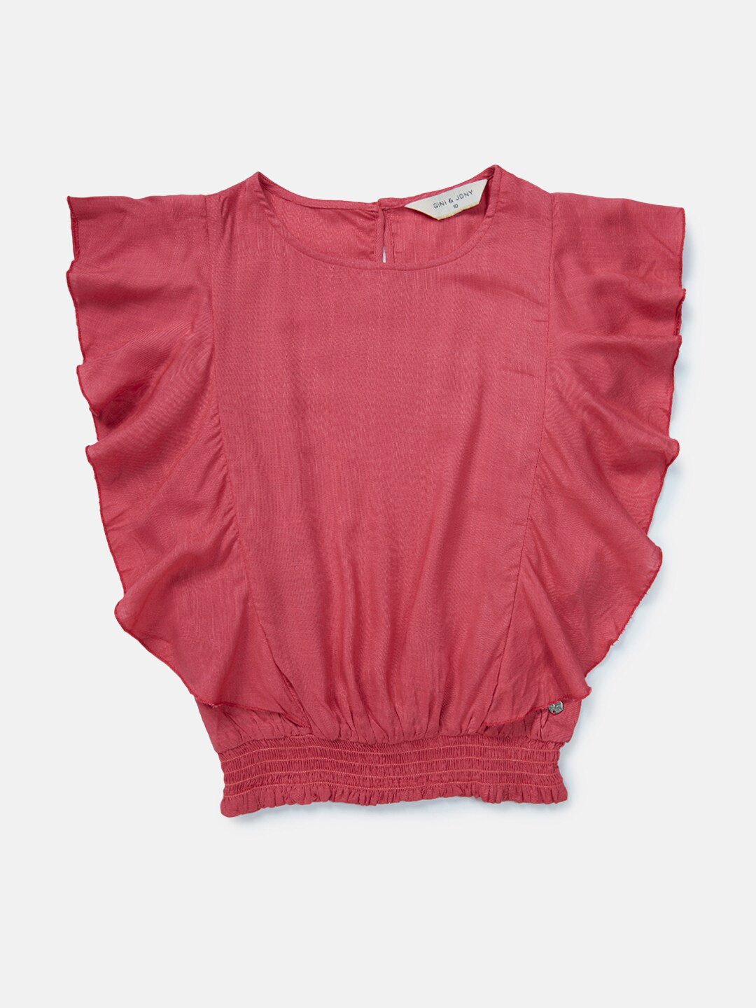 

Gini and Jony Girls Pink Solid Blouson Top