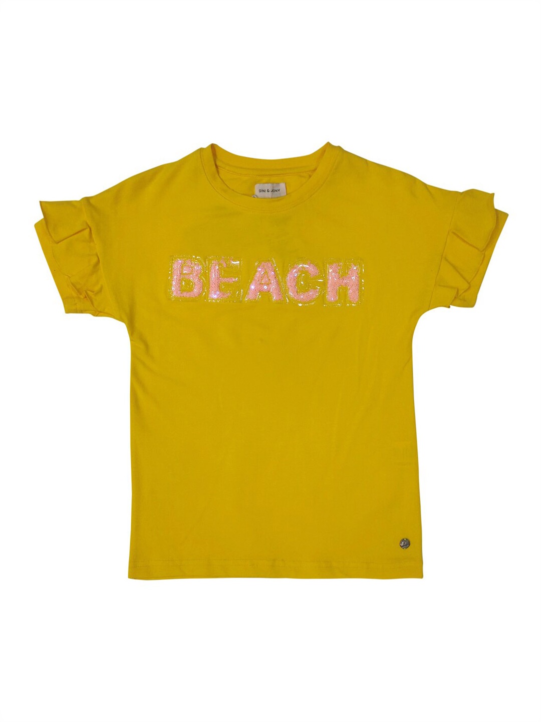 

Gini and Jony Girls Yellow Typography Extended Sleeves T-shirt