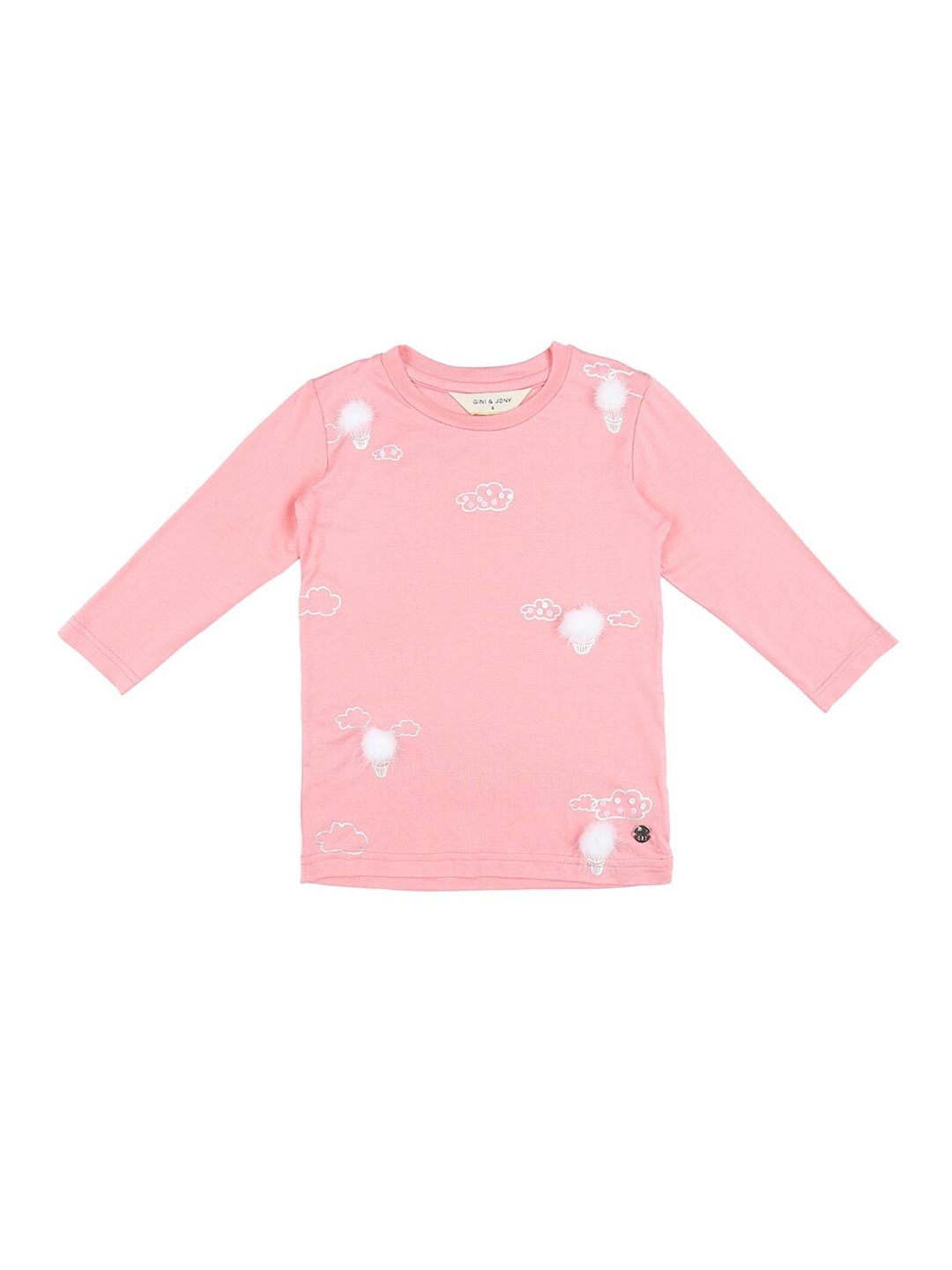 

Gini and Jony Girls Pink & White Printed Top