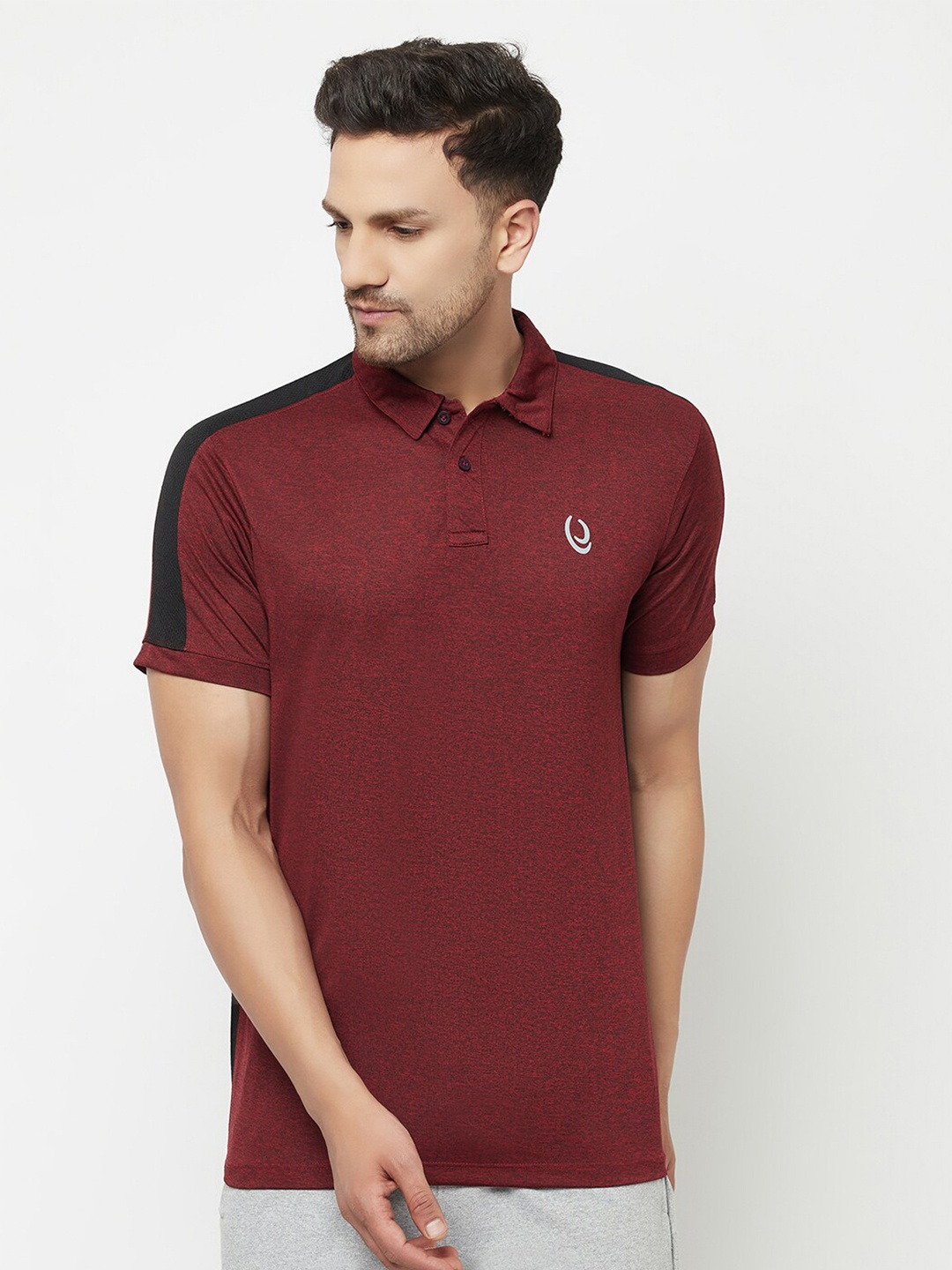 

ELEGANCE Men Maroon Polo Collar T-shirt