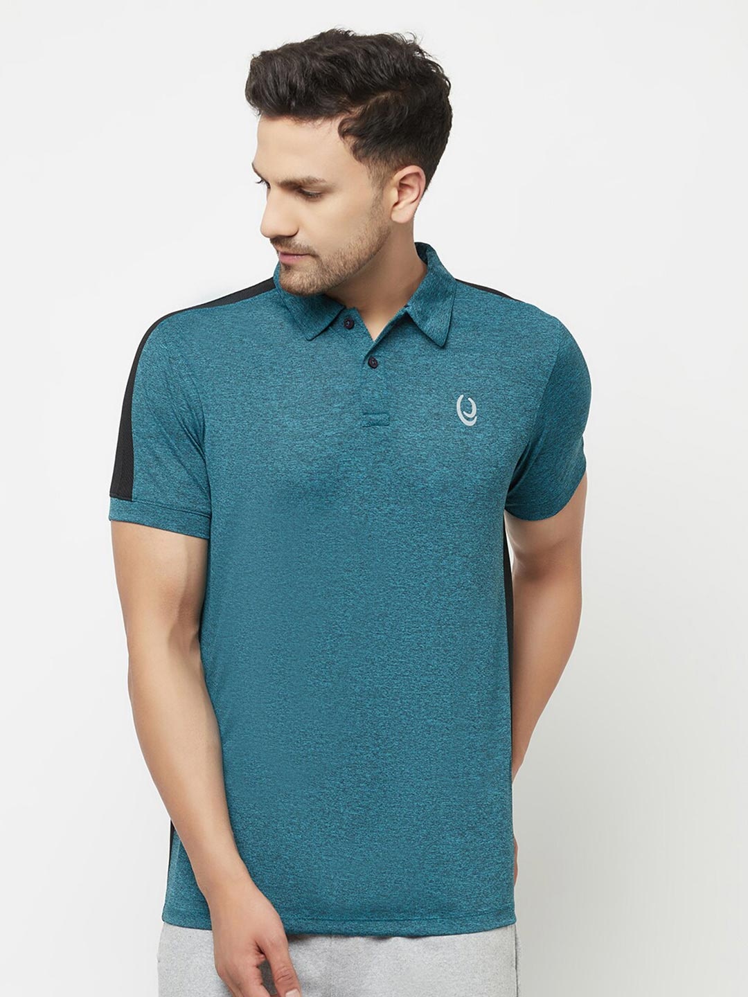 

ELEGANCE Men Teal Polo Collar T-shirt