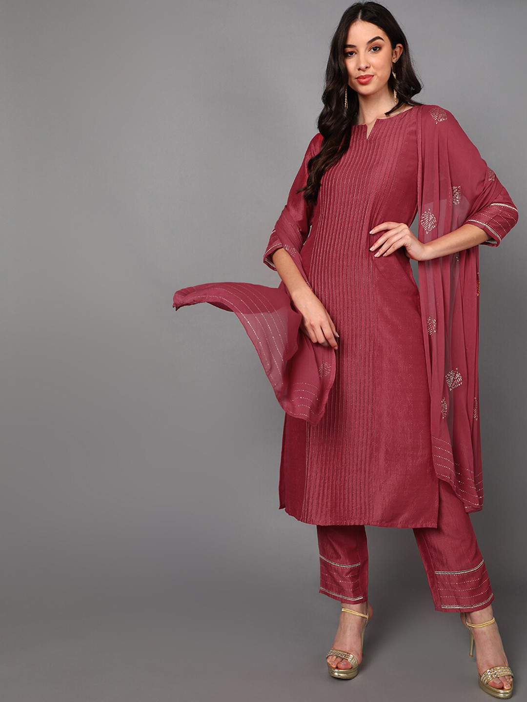 

AHIKA Women Maroon Kurta Set