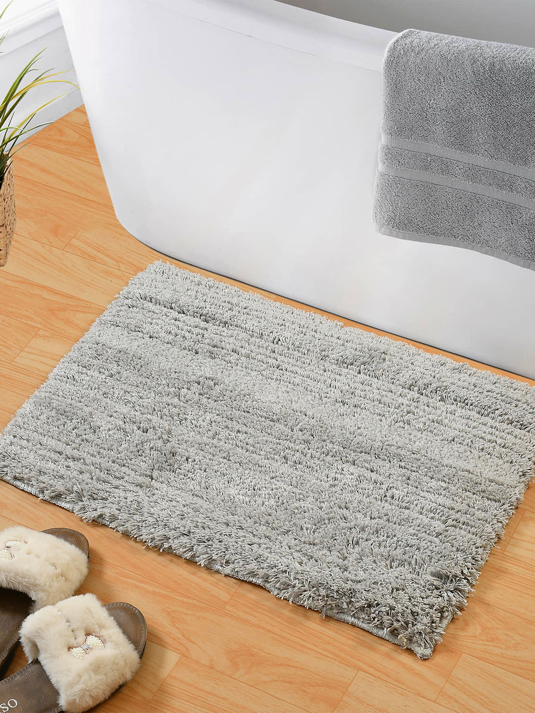 

Hammer Home Set Of 2 Solid 350 GSM Anti-Slip Bath Rugs, Grey