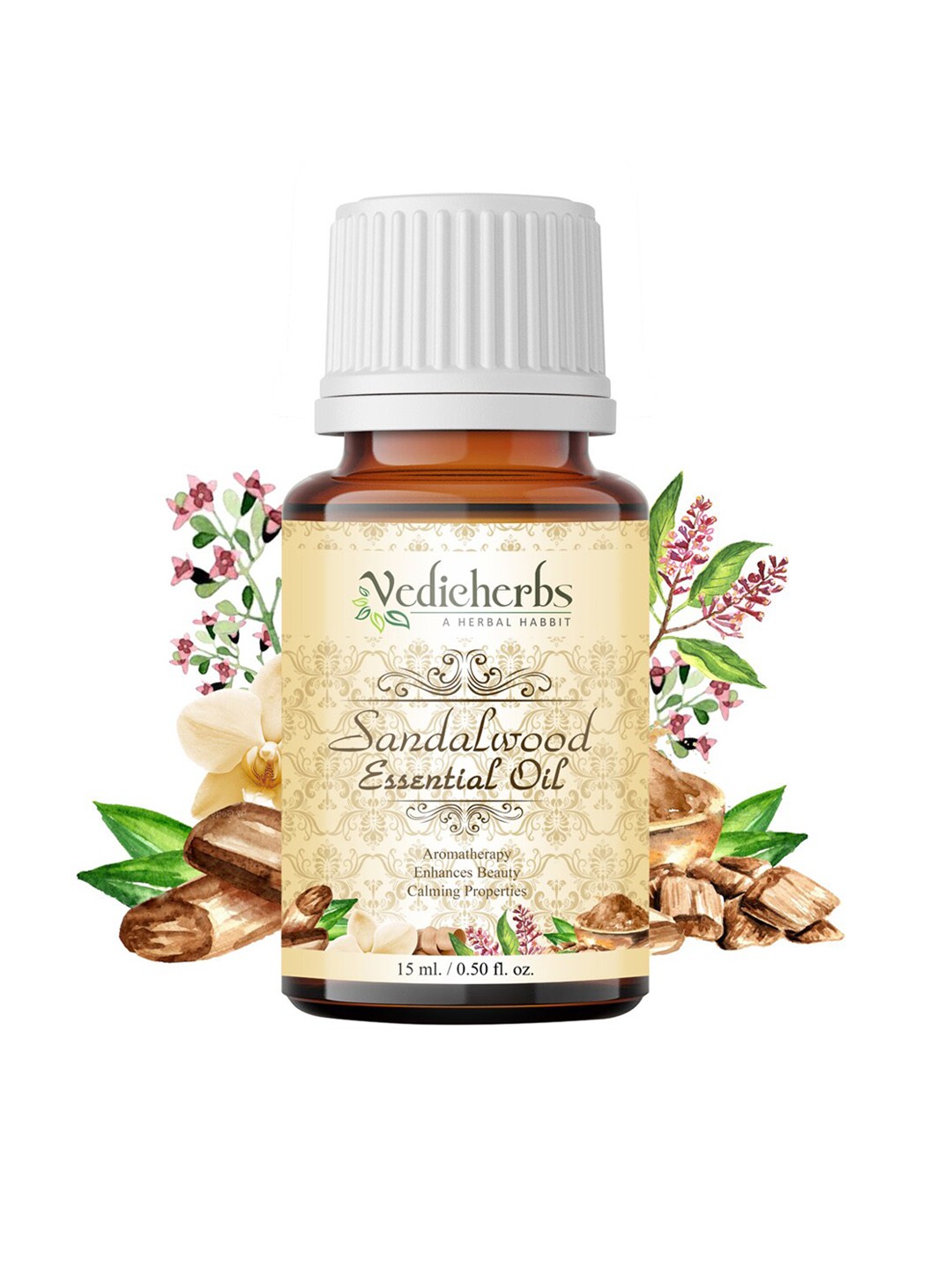 

Vedicherbs Sandalwood Essential Oil for Relaxing Aromatherapy - 15ml, Yellow