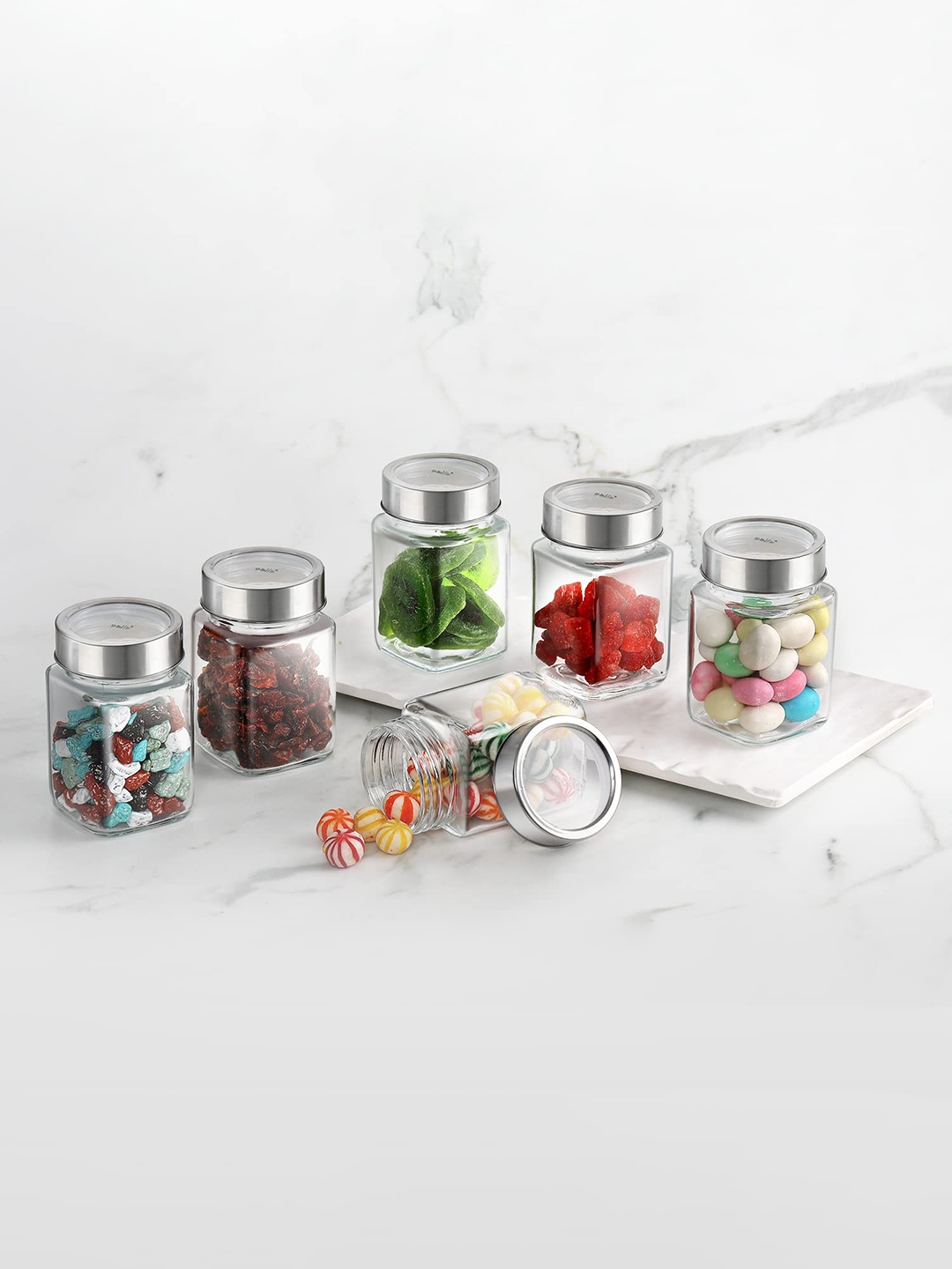 

Cello Transparent Set Of 6 Air Tight Glass Storage Jar 300 ml Each