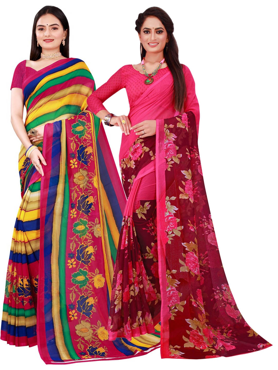 

Florence Magenta & Green Florence Pure Georgette Saree