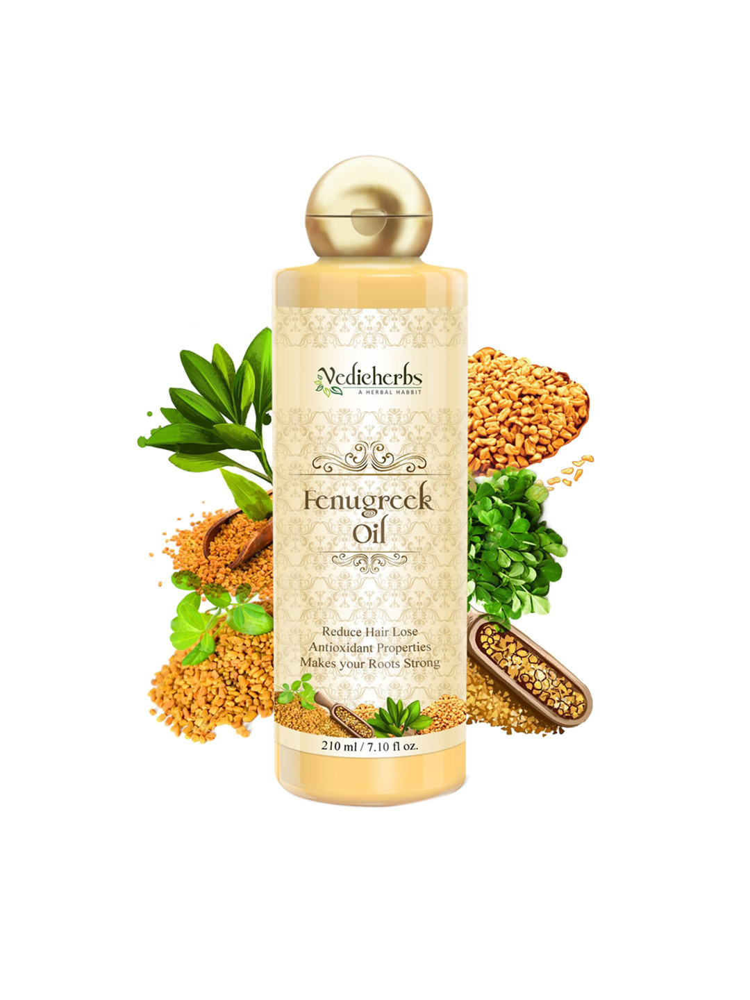 

Vedicherbs Fenugreek Hair Oil with Antioxidant Properties for Hair Fall - 210 ml, Cream