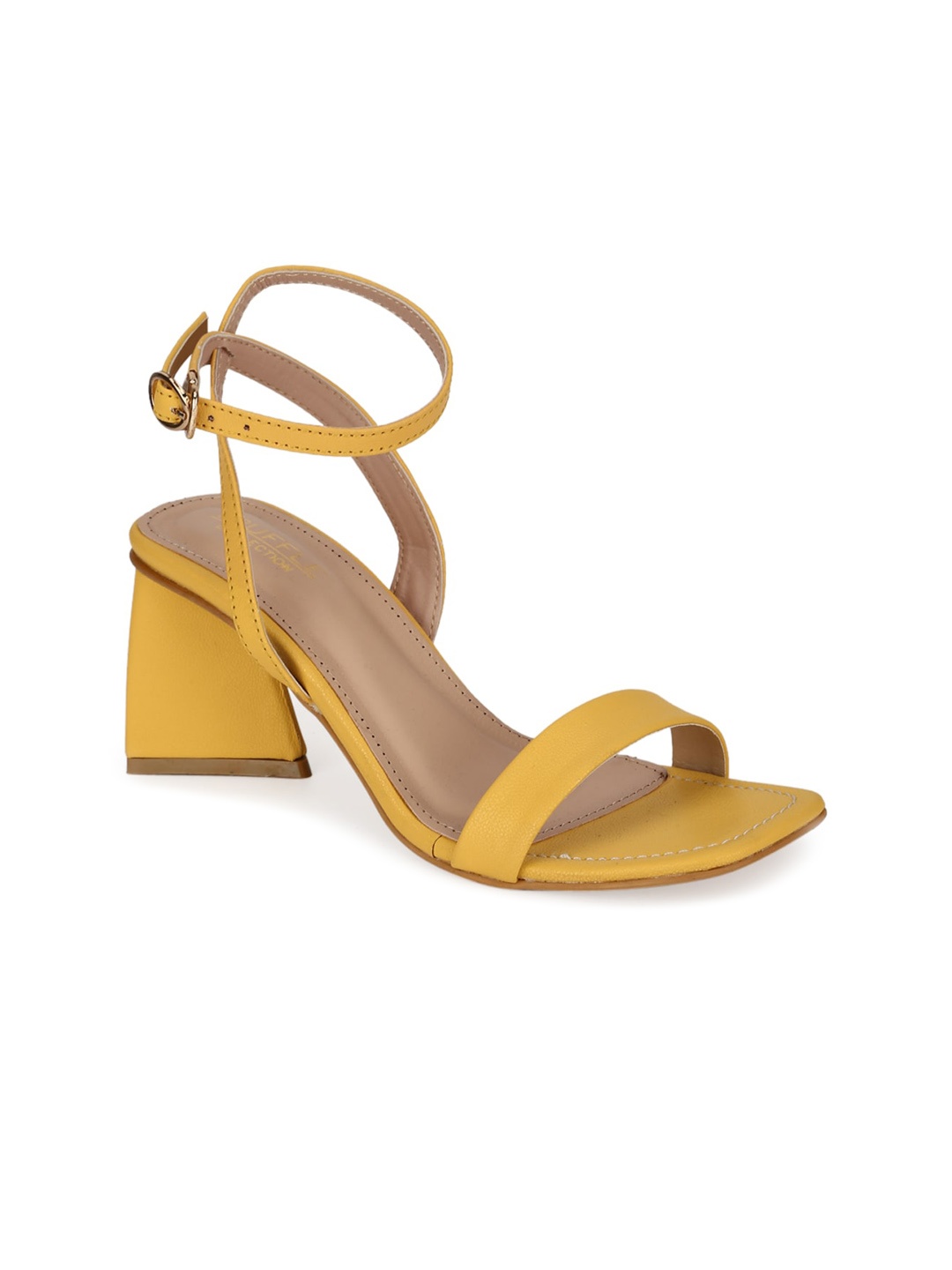 

Truffle Collection Women Yellow PU Block Sandals