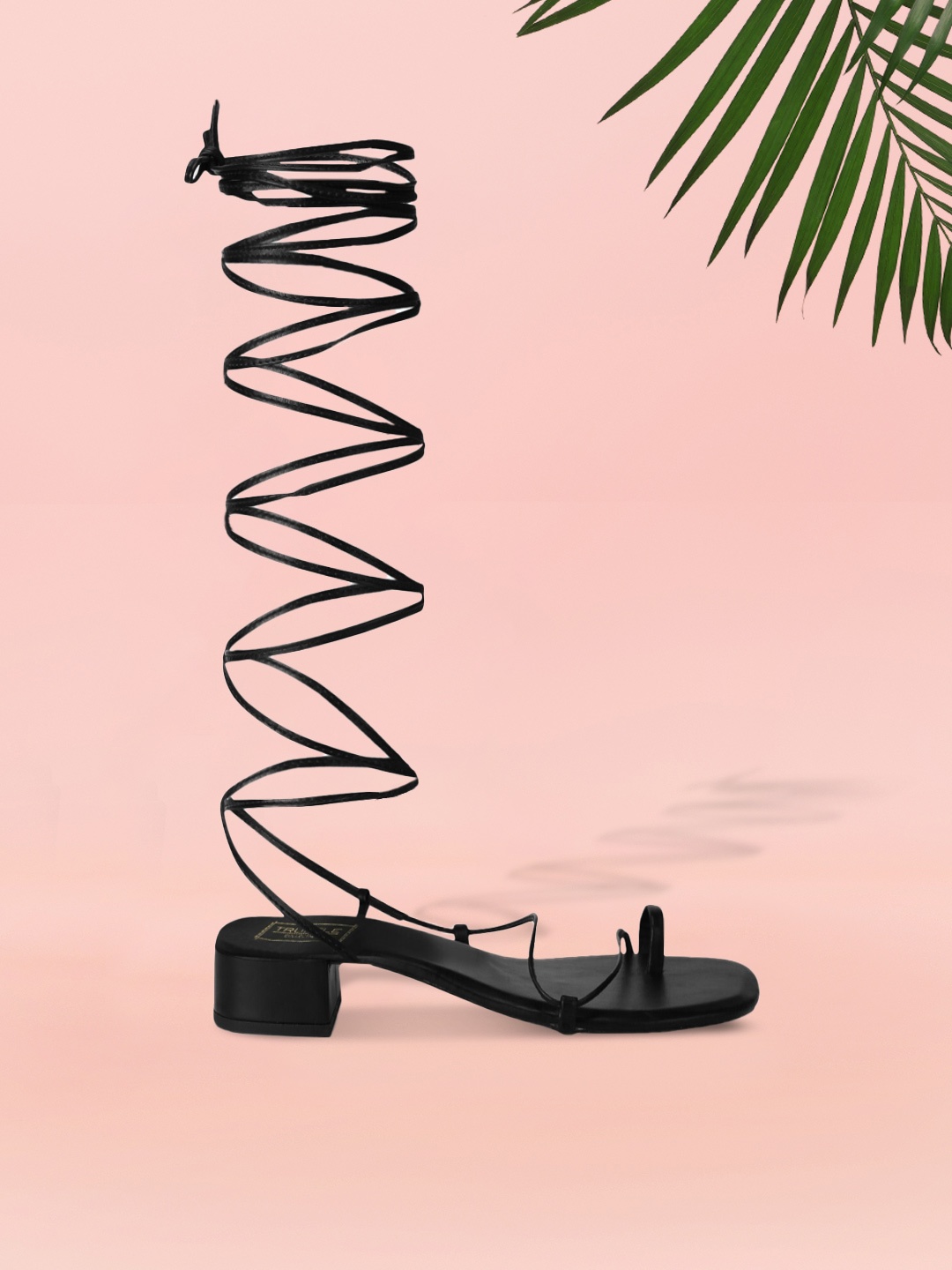 

Truffle Collection Women Black PU Block Gladiator Heels