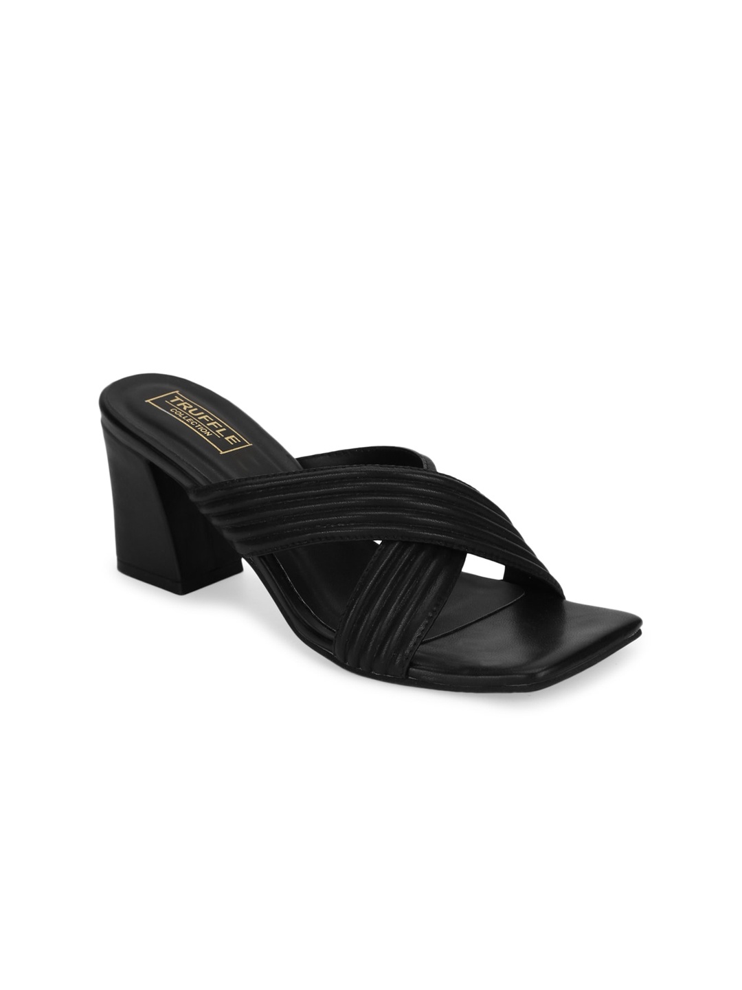 

Truffle Collection Black PU Block Heels
