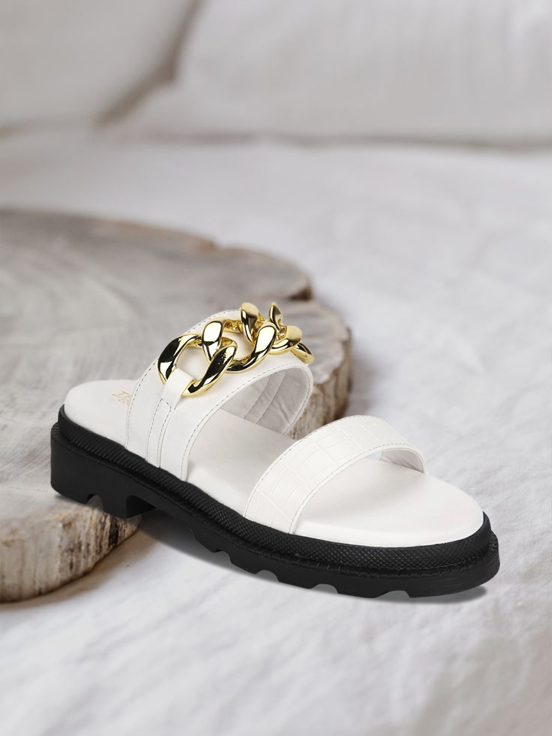 

Truffle Collection Women White Embellished PU Party Sandal Heels