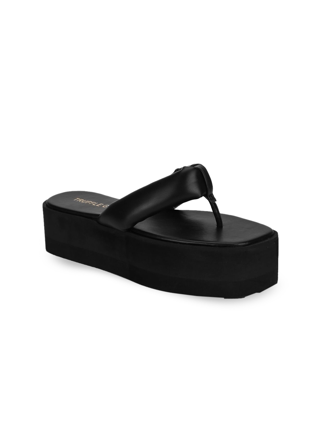 

Truffle Collection Black PU Flatform Heels