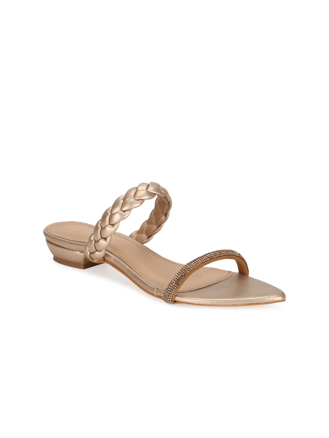 

Truffle Collection Women Gold-Toned Open Toe Flats